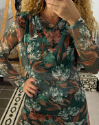 Top Anastasia Flores — Berenjena, Negro y Verde
