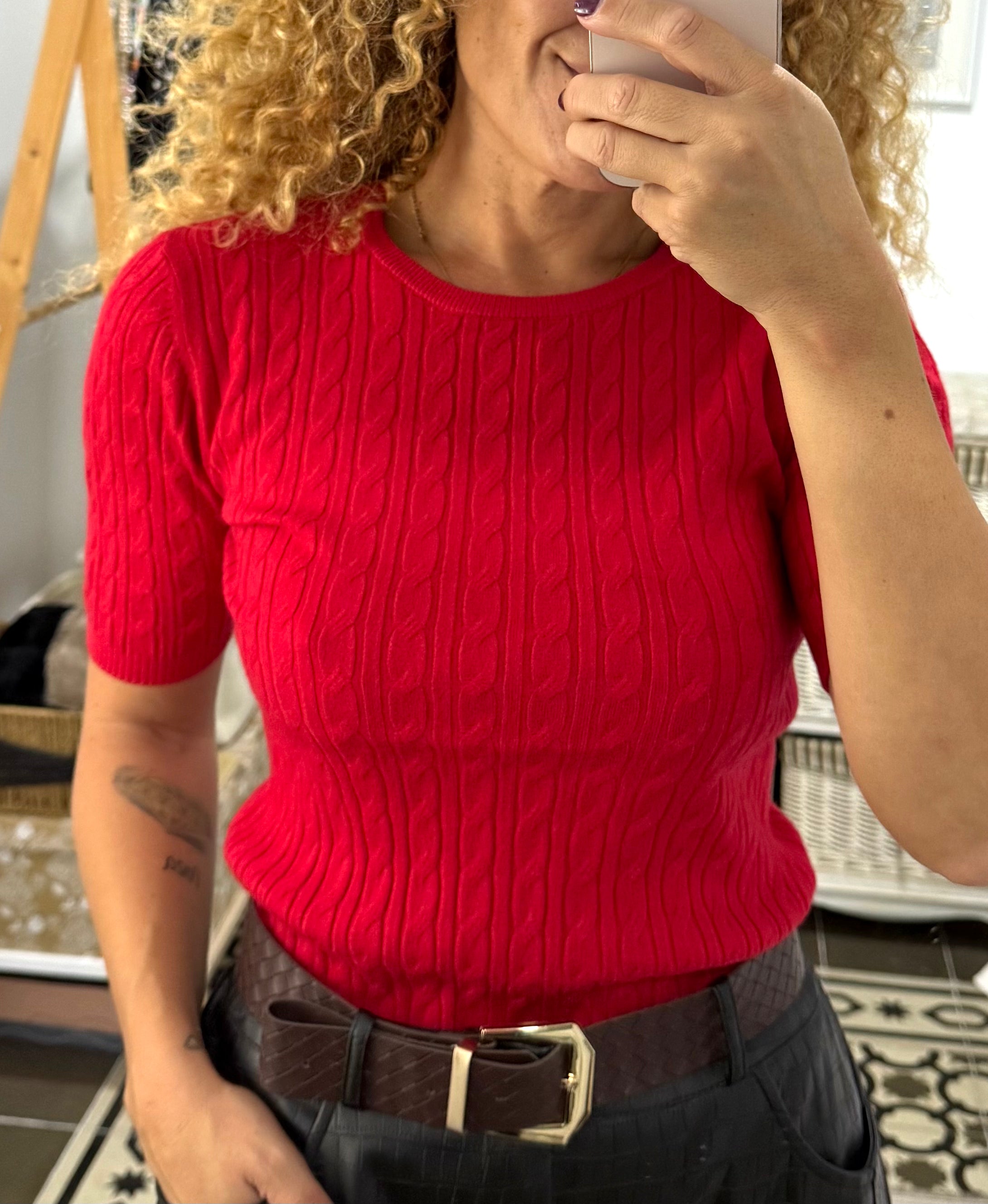 Jersey Lea Punto — Rojo y Negro