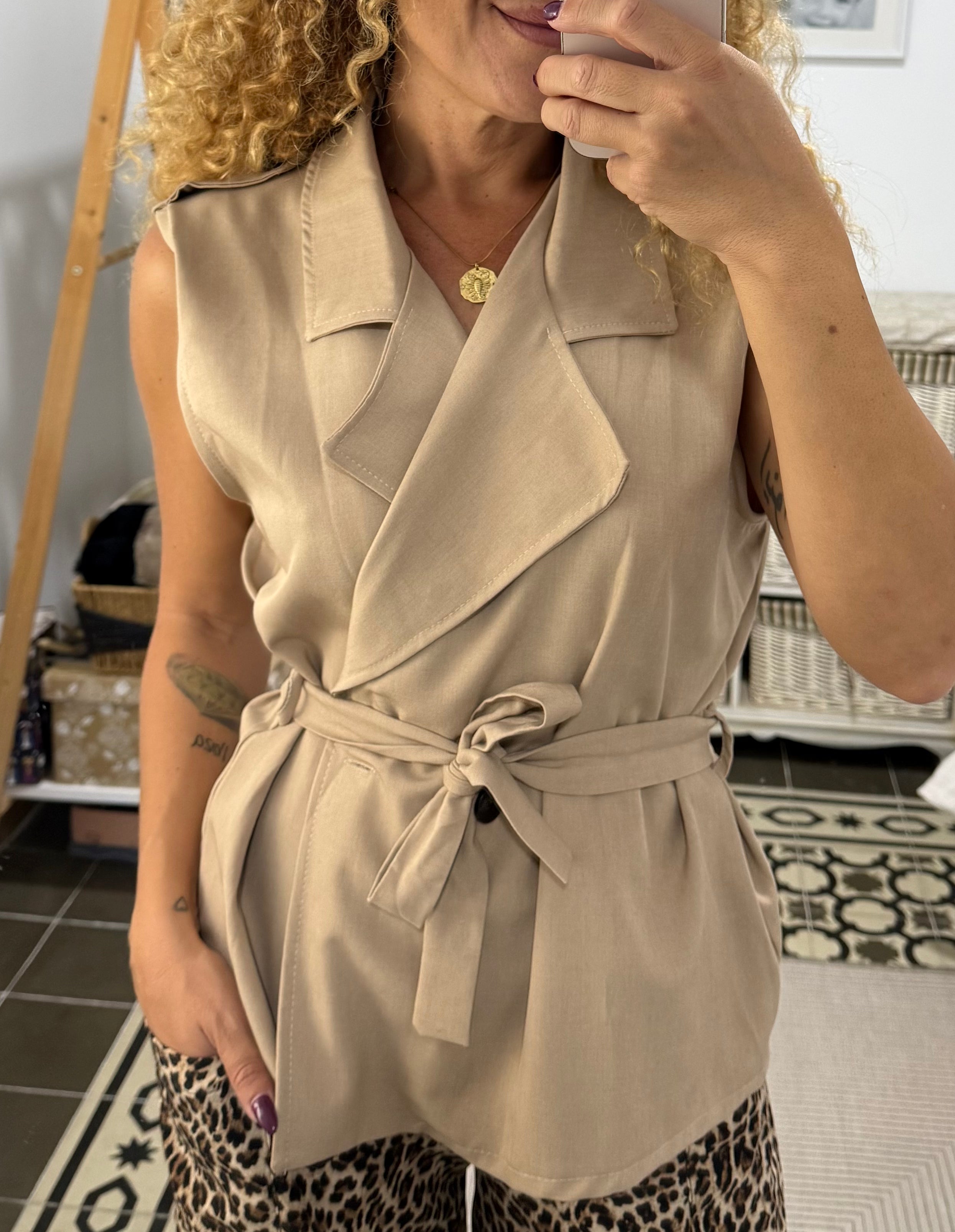 Chaleco Marla — Marrón y Beige