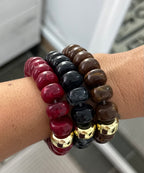 Pulseras Leya — Marrón, Negro y Ciruela