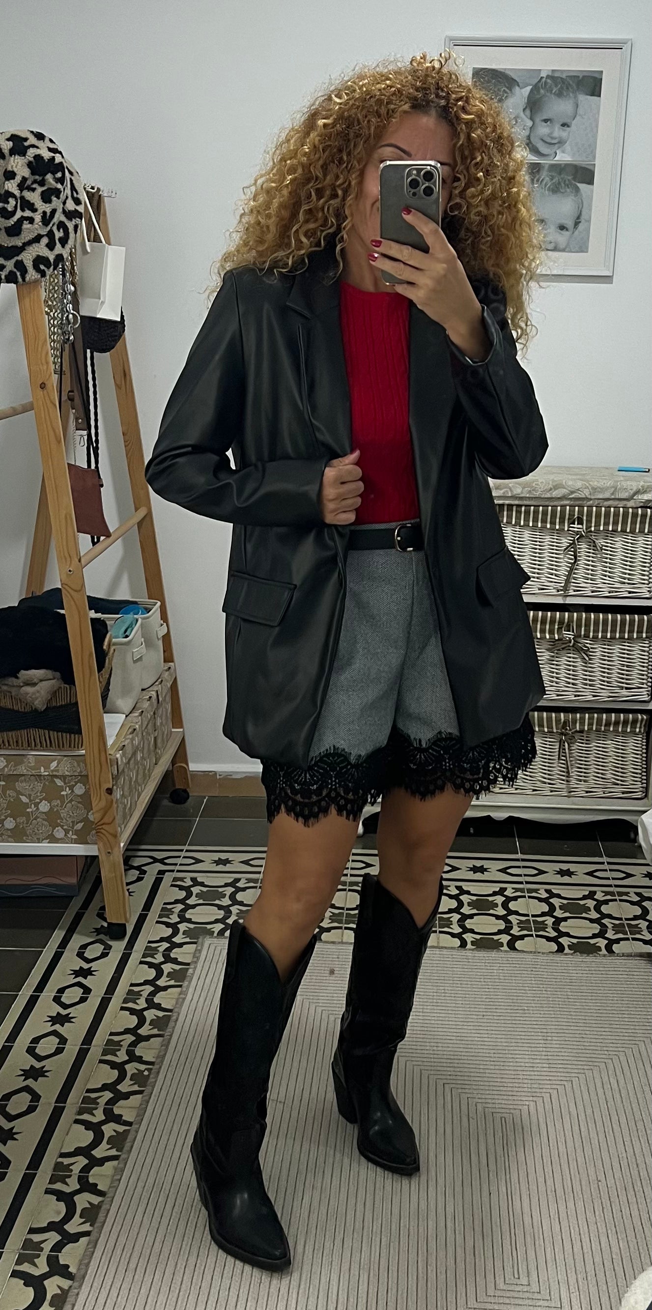 Americana Muga Polipiel — Negra