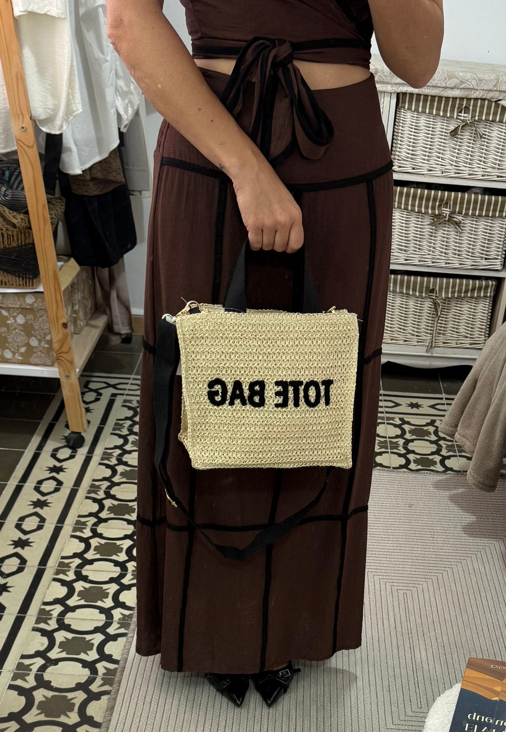 Bolso Tote - Beige y Marrón