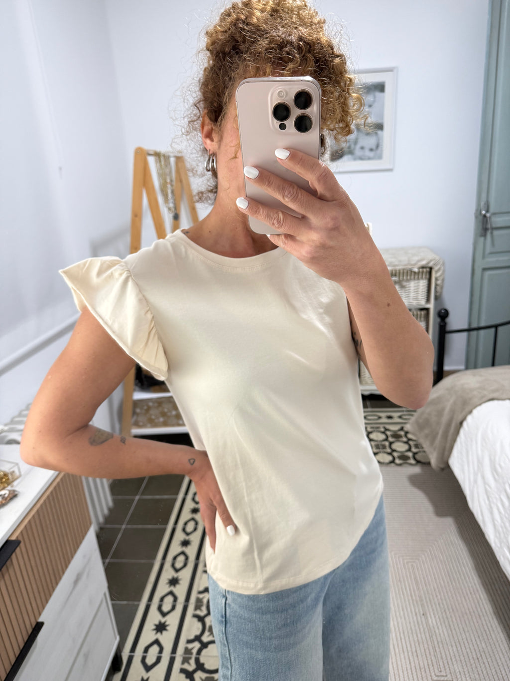 Camiseta Ainhoa - Beige y Verde