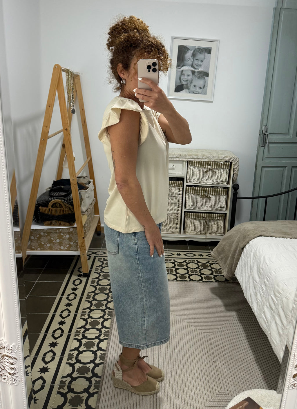 Camiseta Ainhoa - Beige y Verde