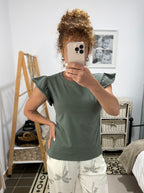 Camiseta Ainhoa - Beige y Verde