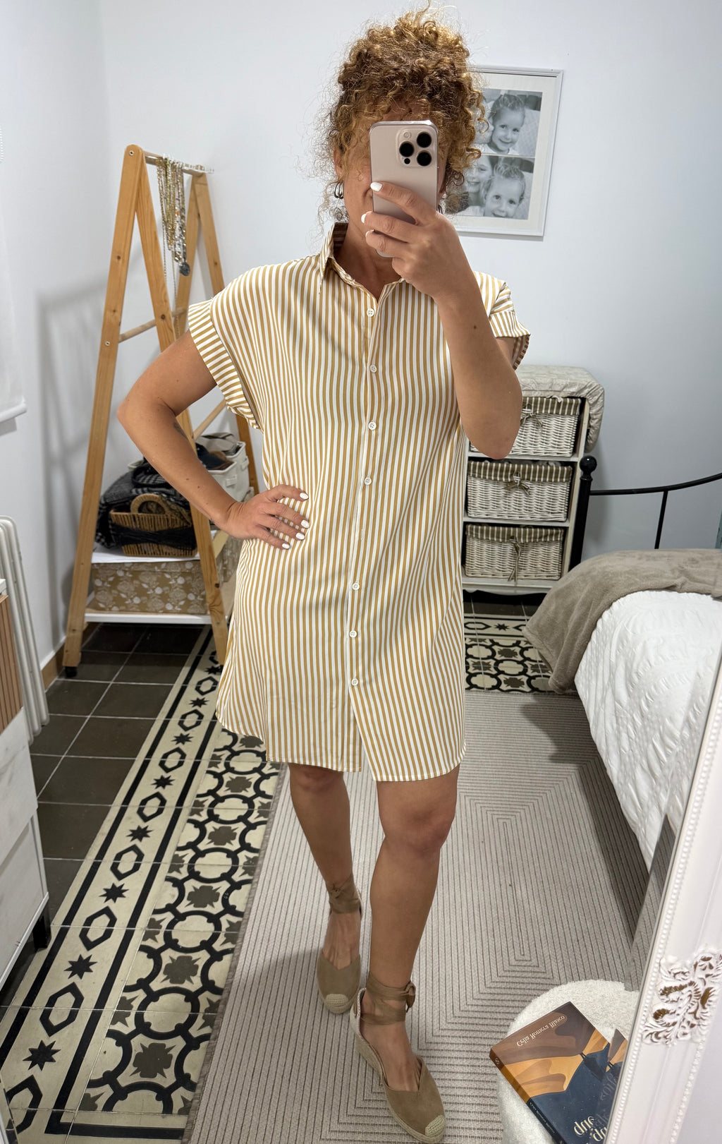 Vestido camisero Dolly - Verde, Mostaza y azul