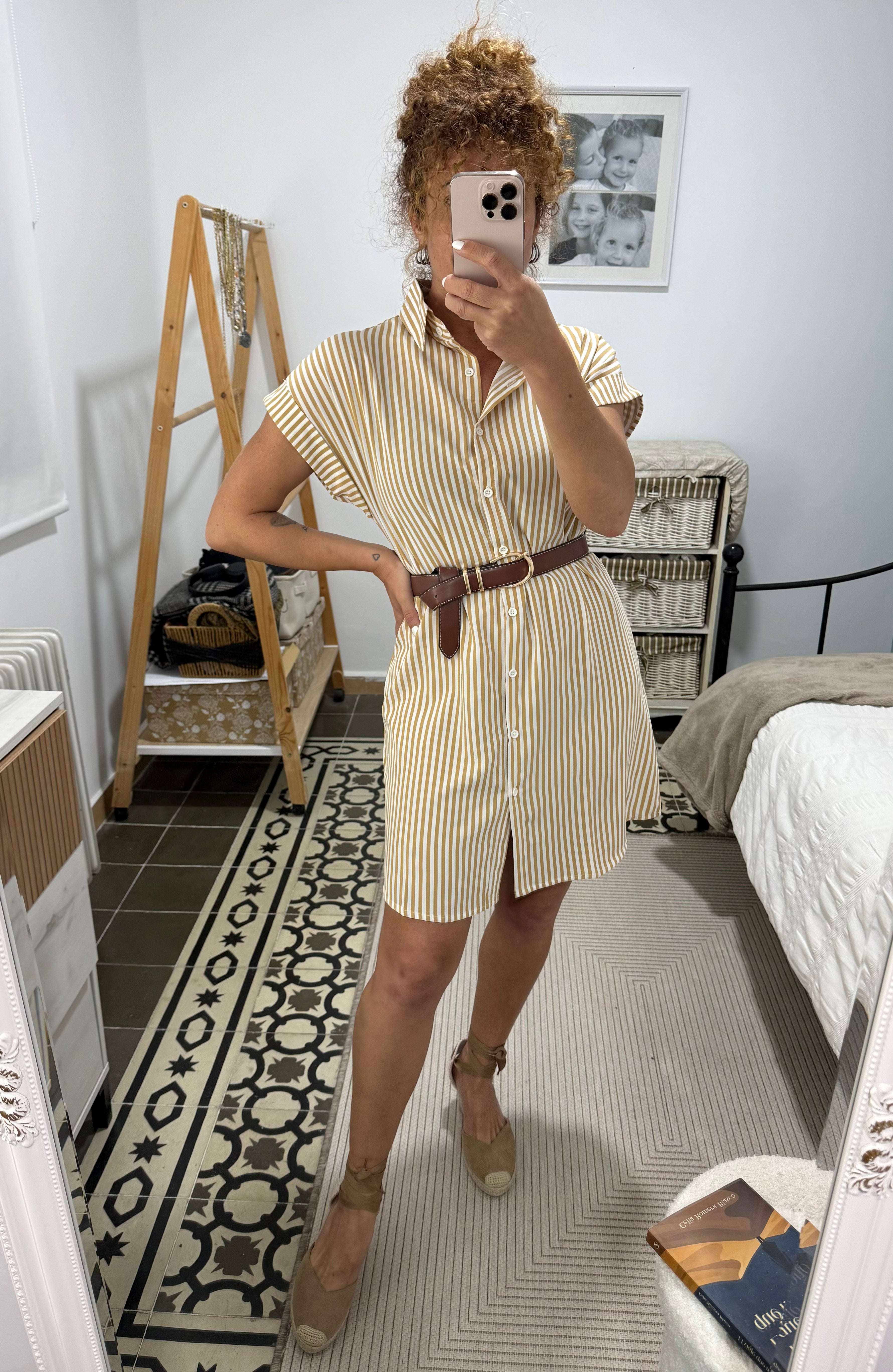 Vestido camisero Dolly - Verde, Mostaza y azul