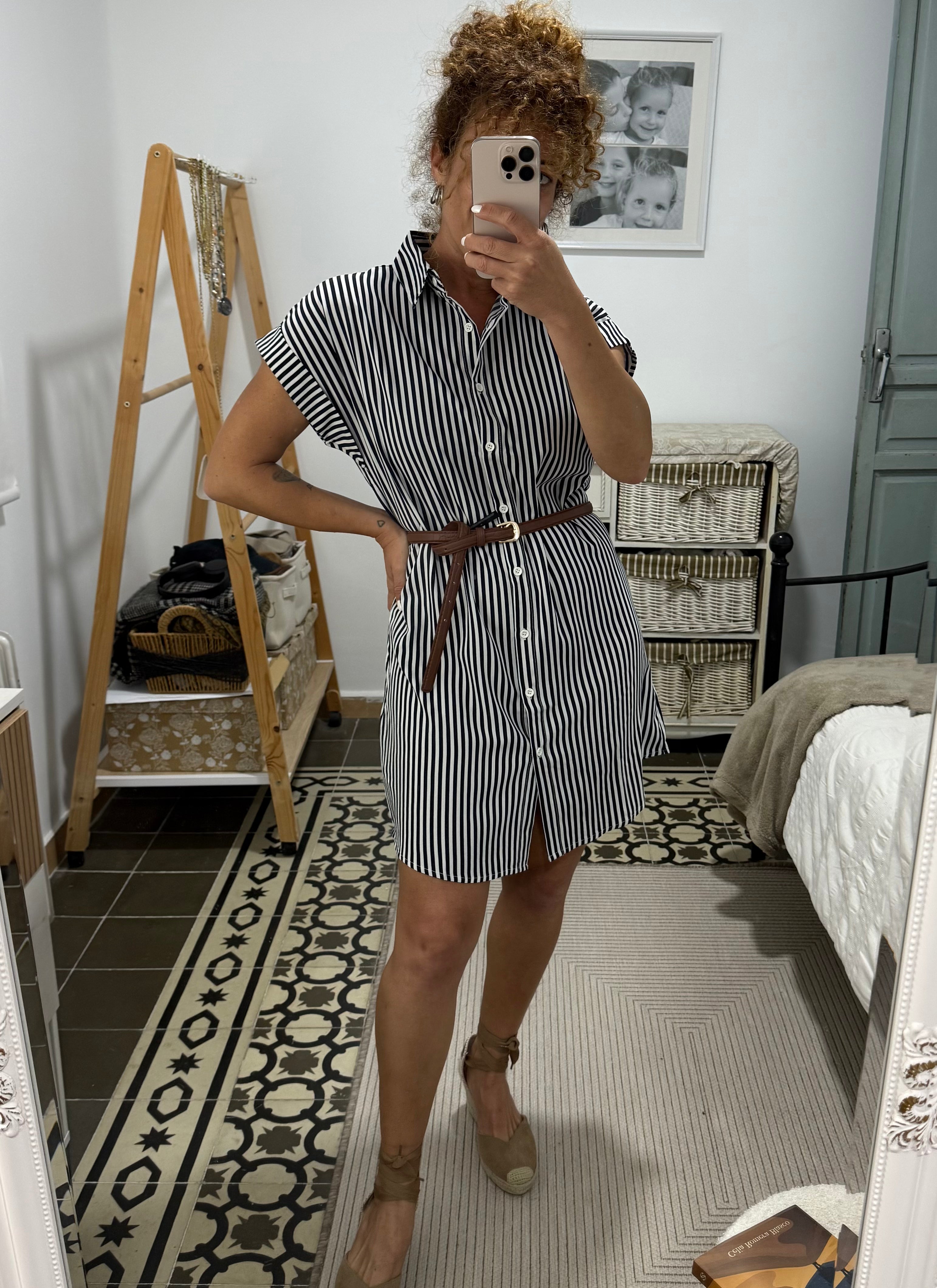 Vestido camisero Dolly - Verde, Mostaza y azul