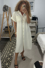 Vestido Miriam - Blanco y Marrón