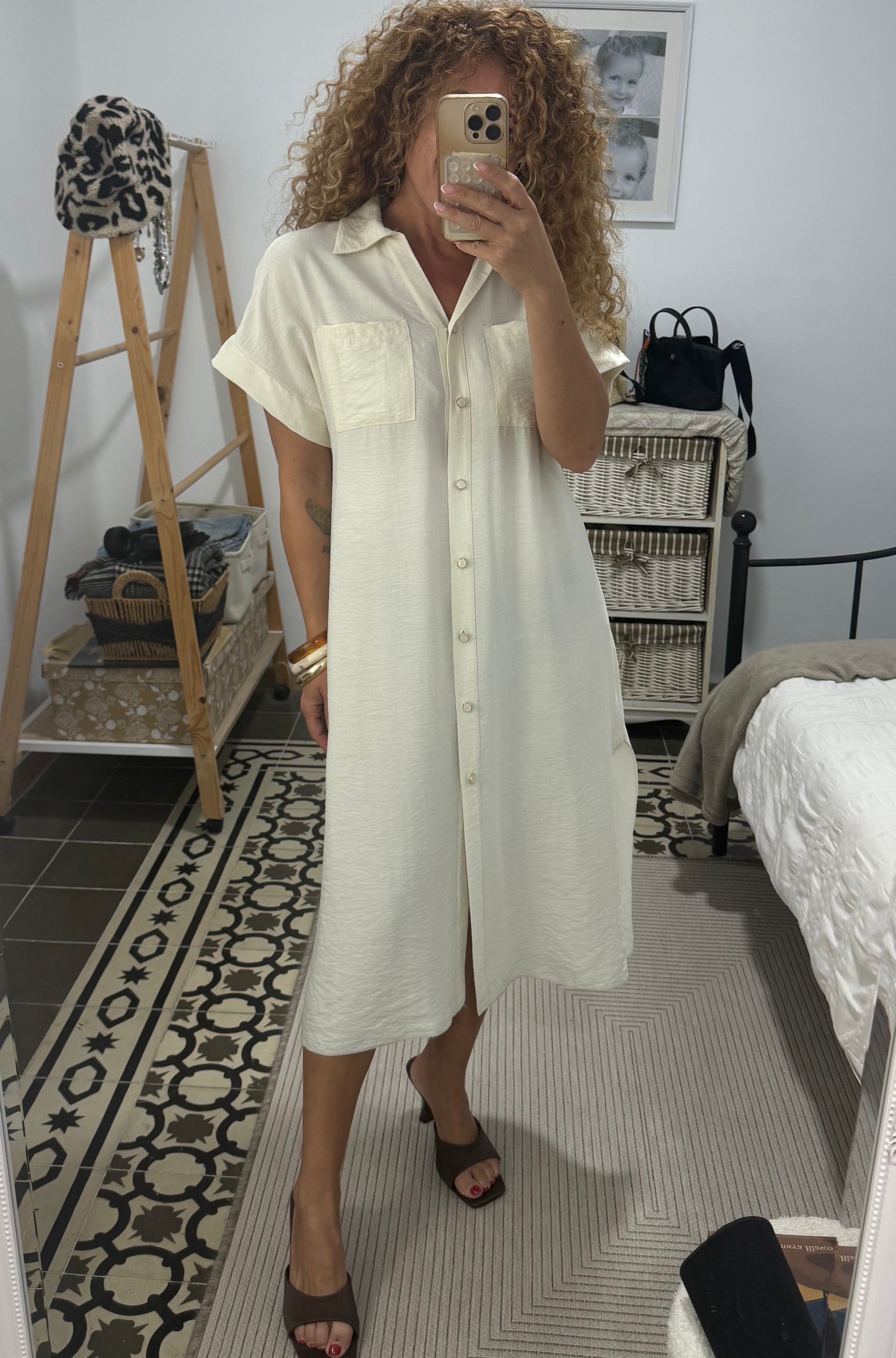 Vestido Miriam - Blanco y Marrón