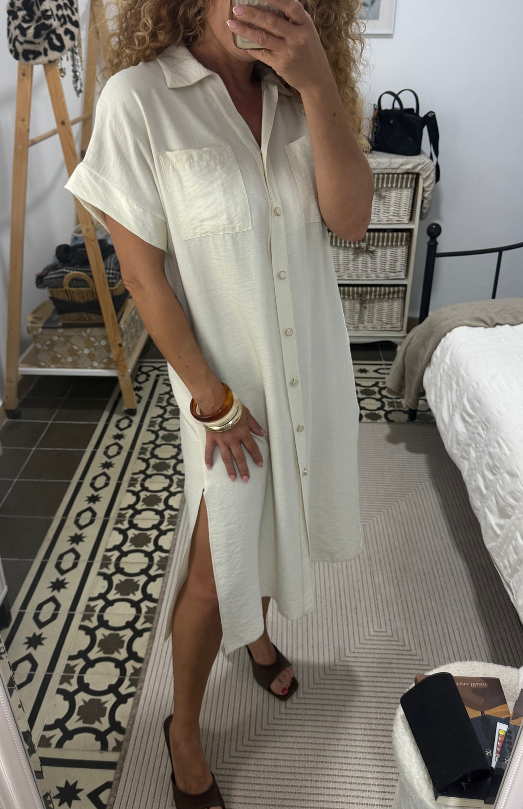 Vestido Miriam - Blanco y Marrón