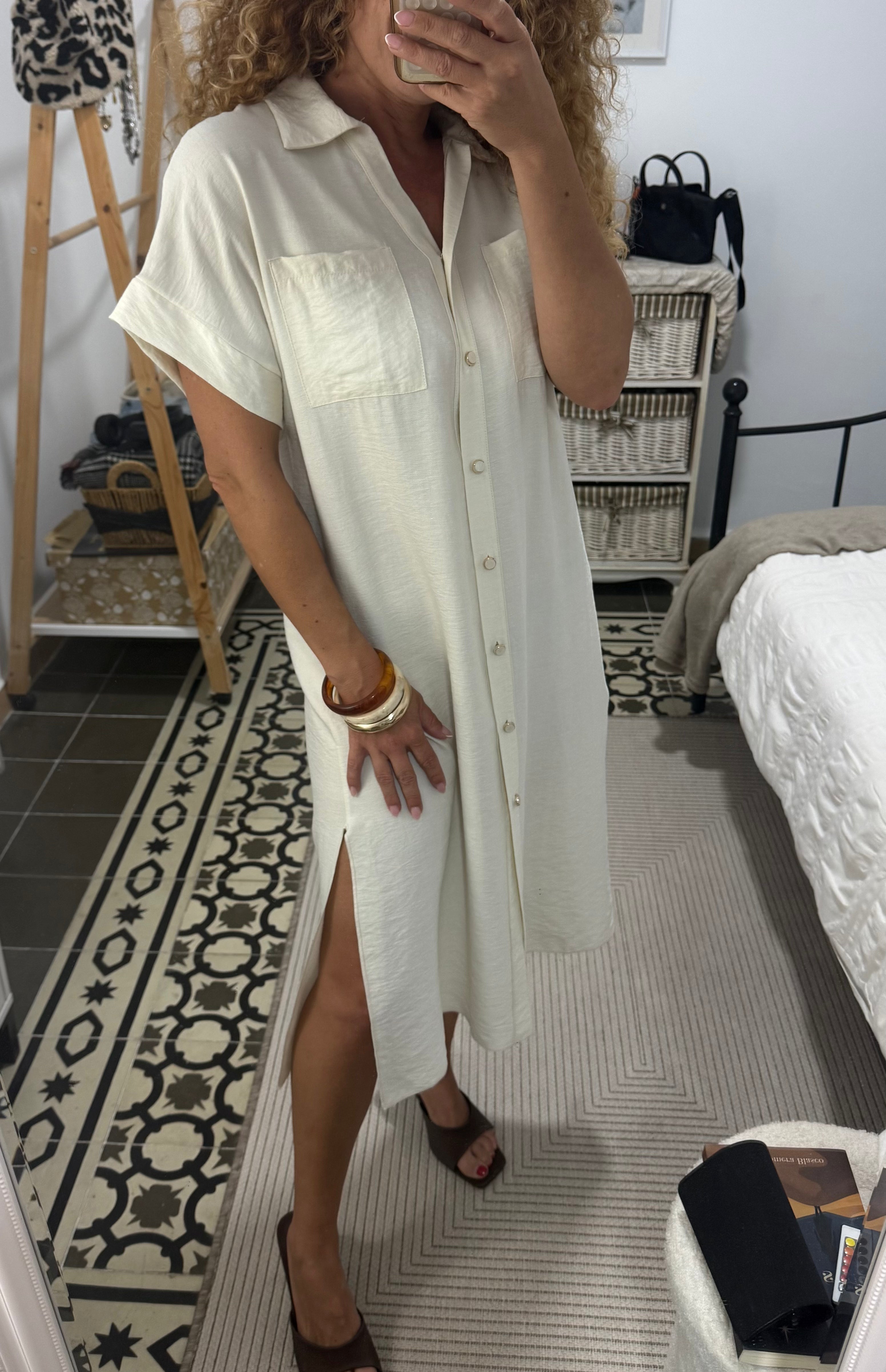 Vestido Miriam - Blanco y Marrón