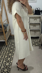 Vestido Miriam - Blanco y Marrón