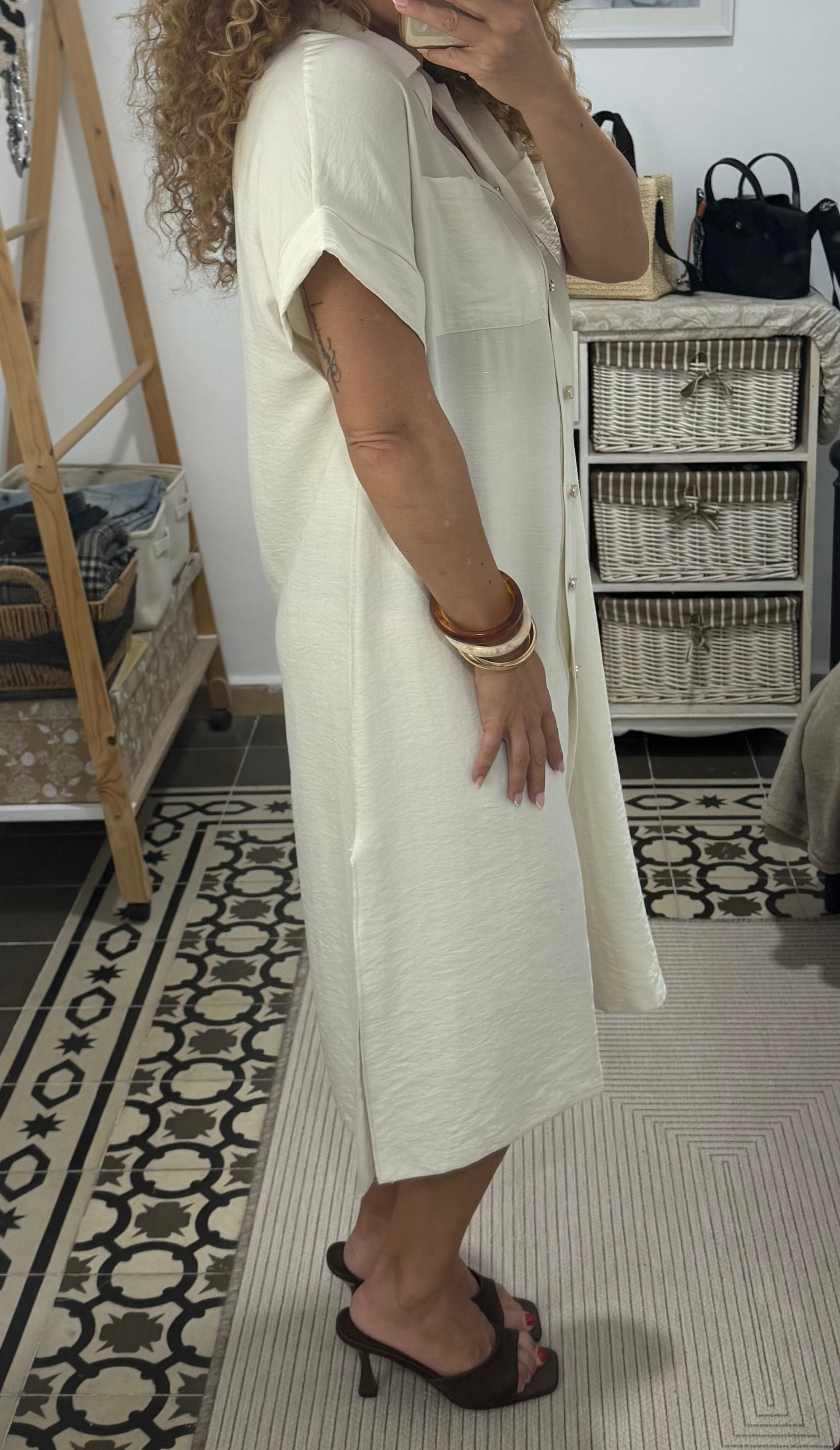 Vestido Miriam - Blanco y Marrón