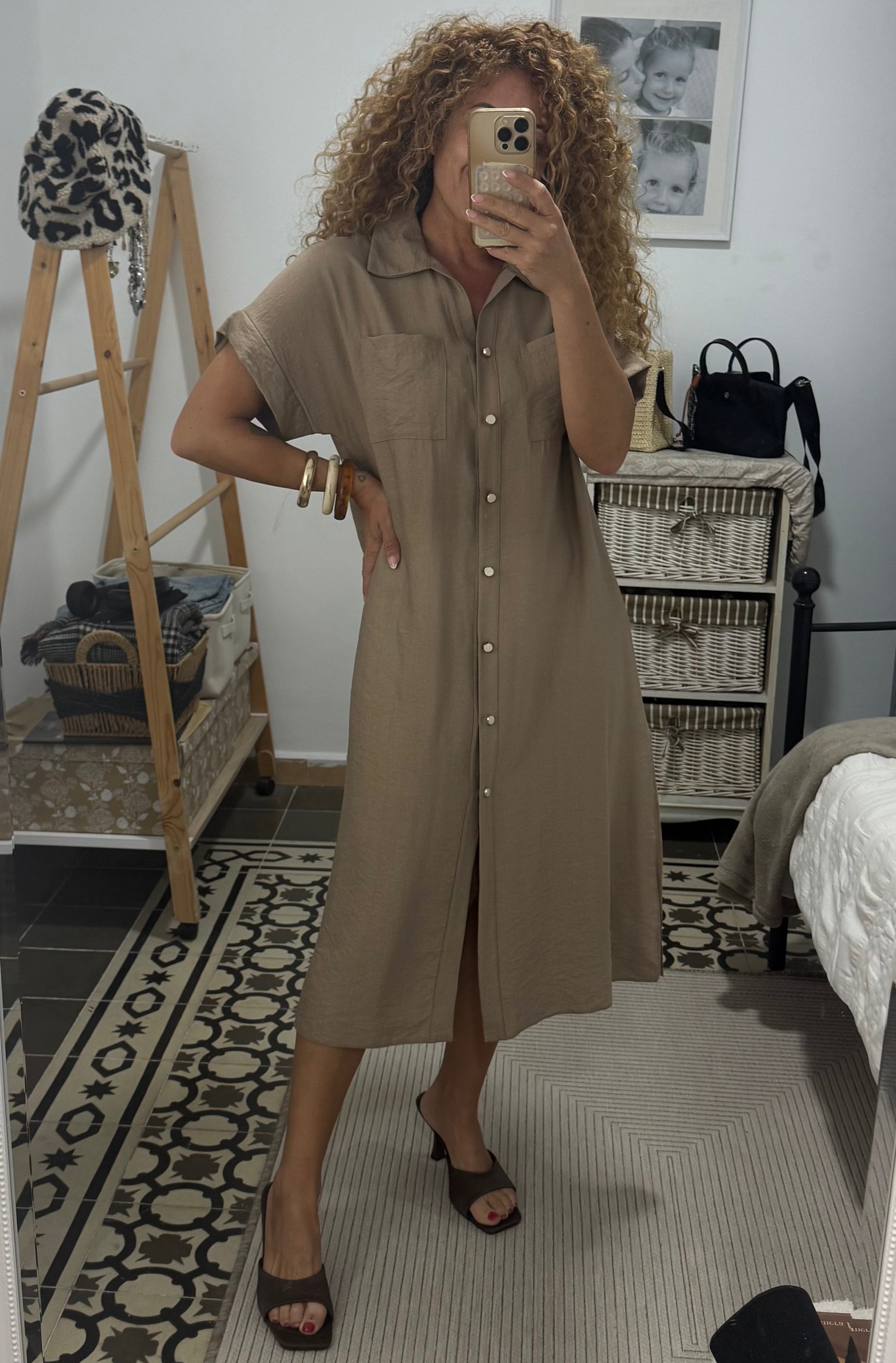 Vestido Miriam - Blanco y Marrón