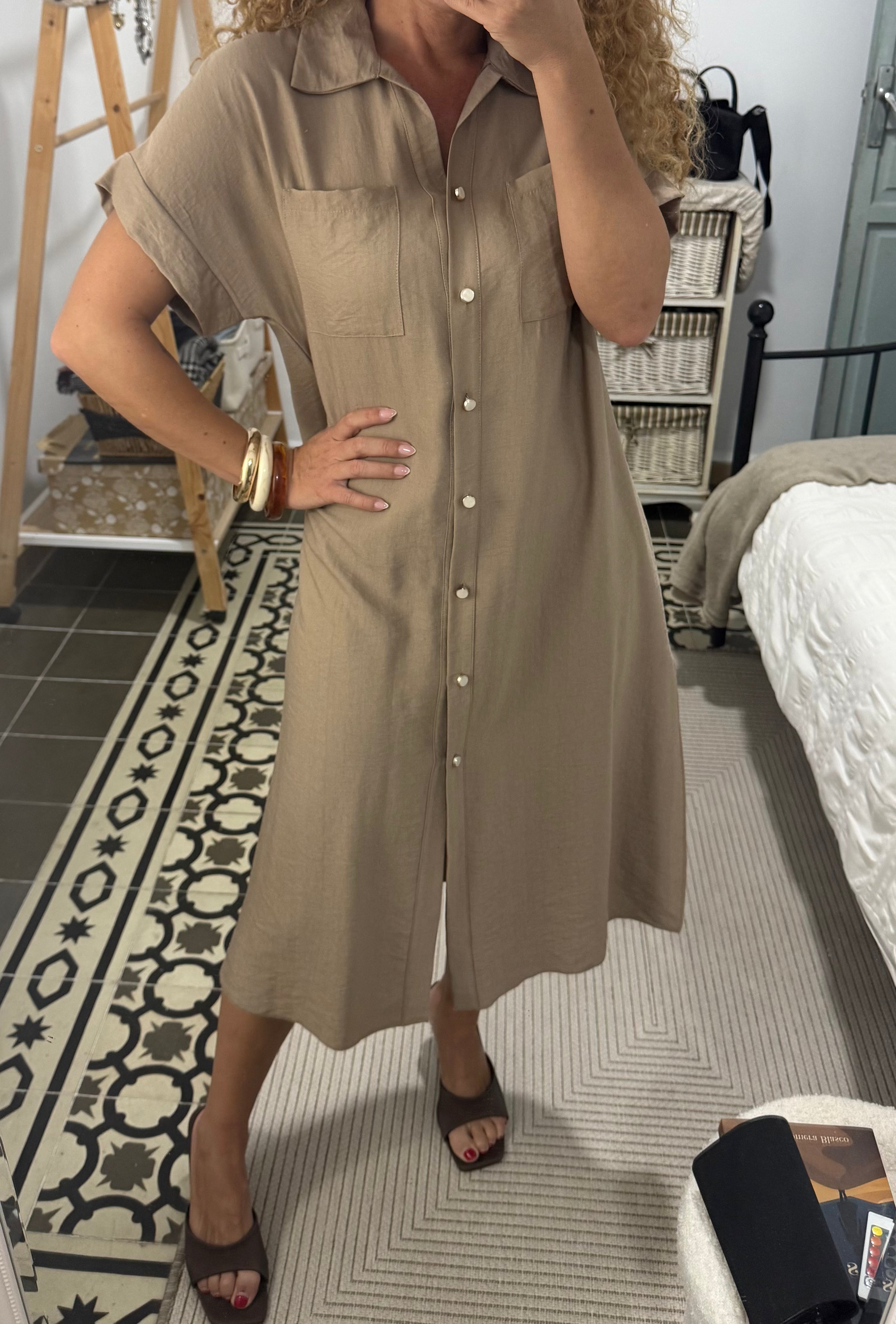 Vestido Miriam - Blanco y Marrón