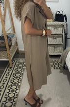Vestido Miriam - Blanco y Marrón