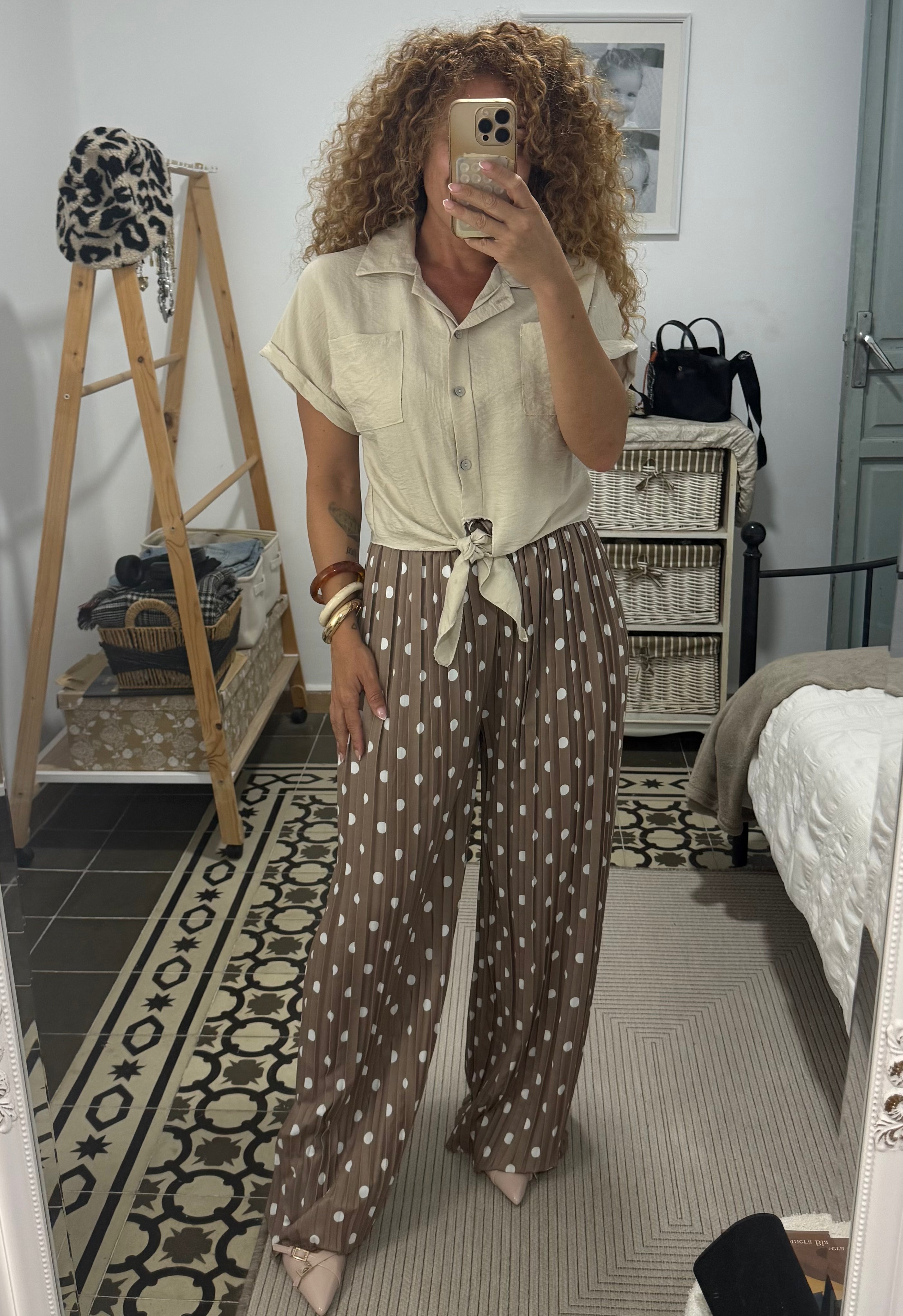 Pantalón Topos - Marrón y Beige