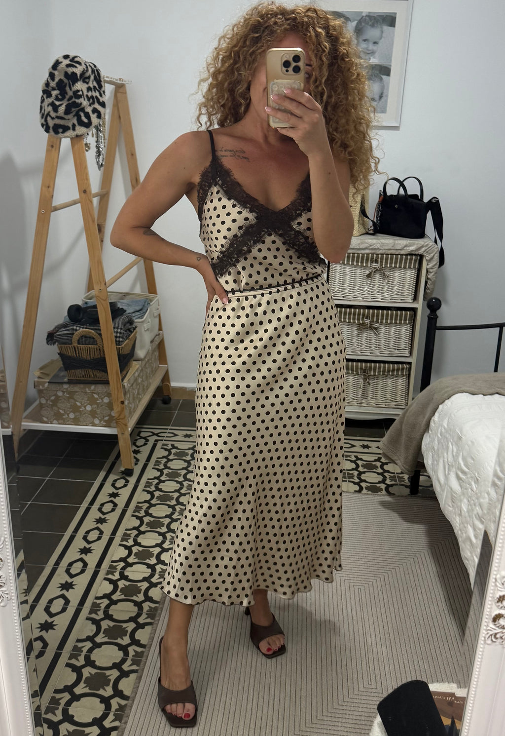 Falda Rocío - Lunares Crema y Negro