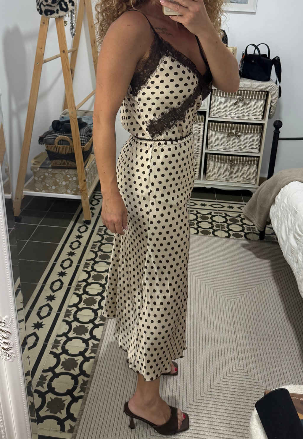 Falda Rocío - Lunares Crema y Negro