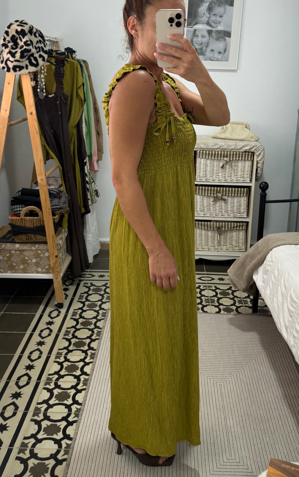 Vestido Claudia — Marrón, Pistacho y Teja
