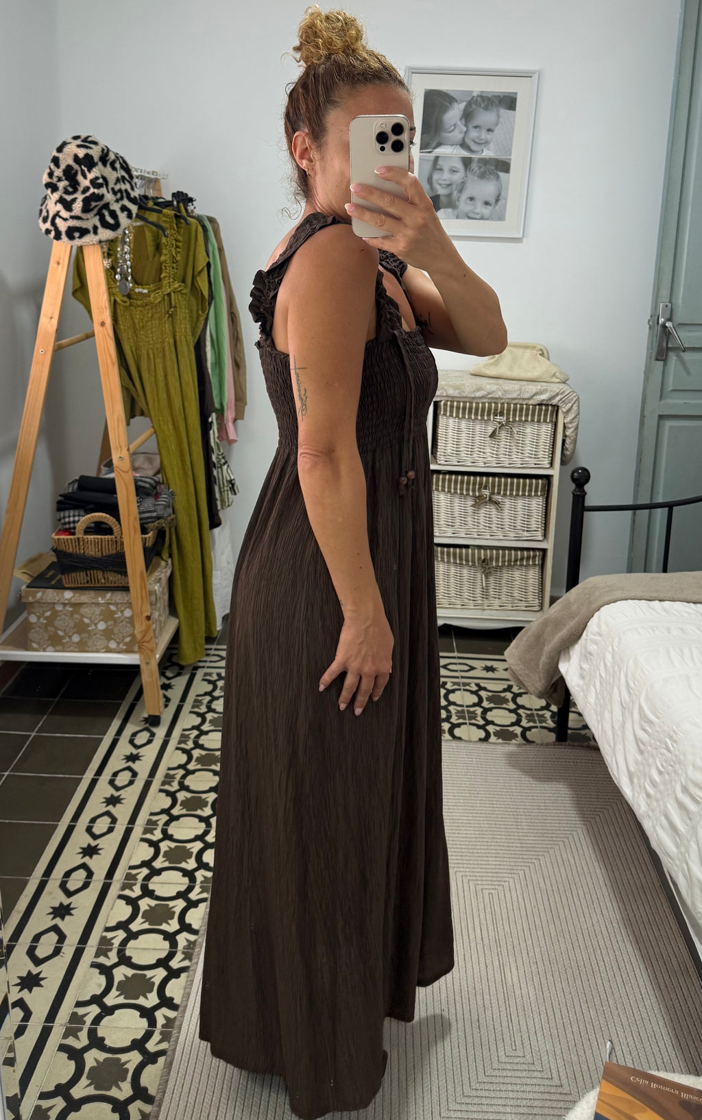 Vestido Claudia — Marrón, Pistacho y Teja
