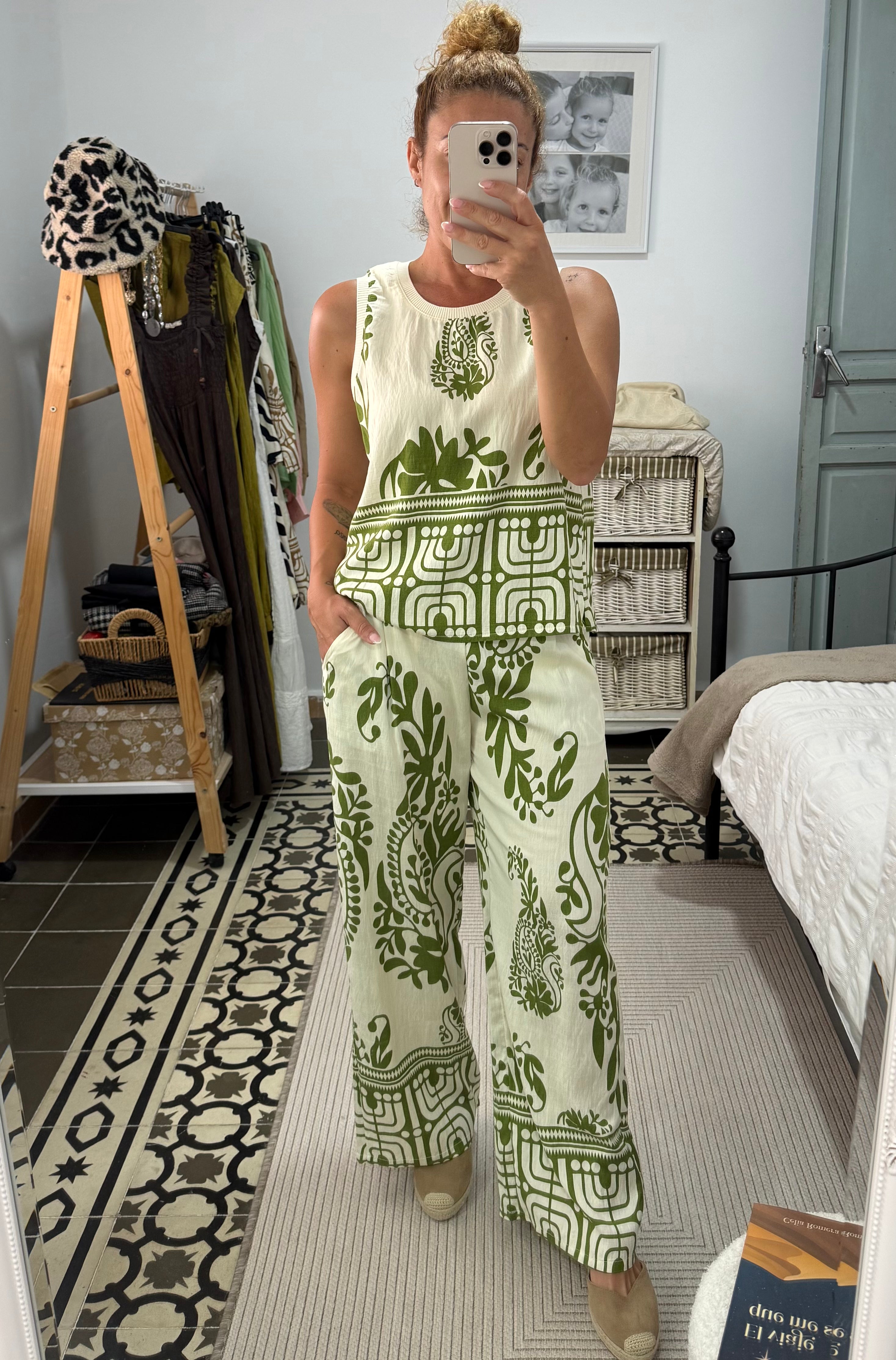 Conjunto Calma — Camel, Verde, Negro y Marino
