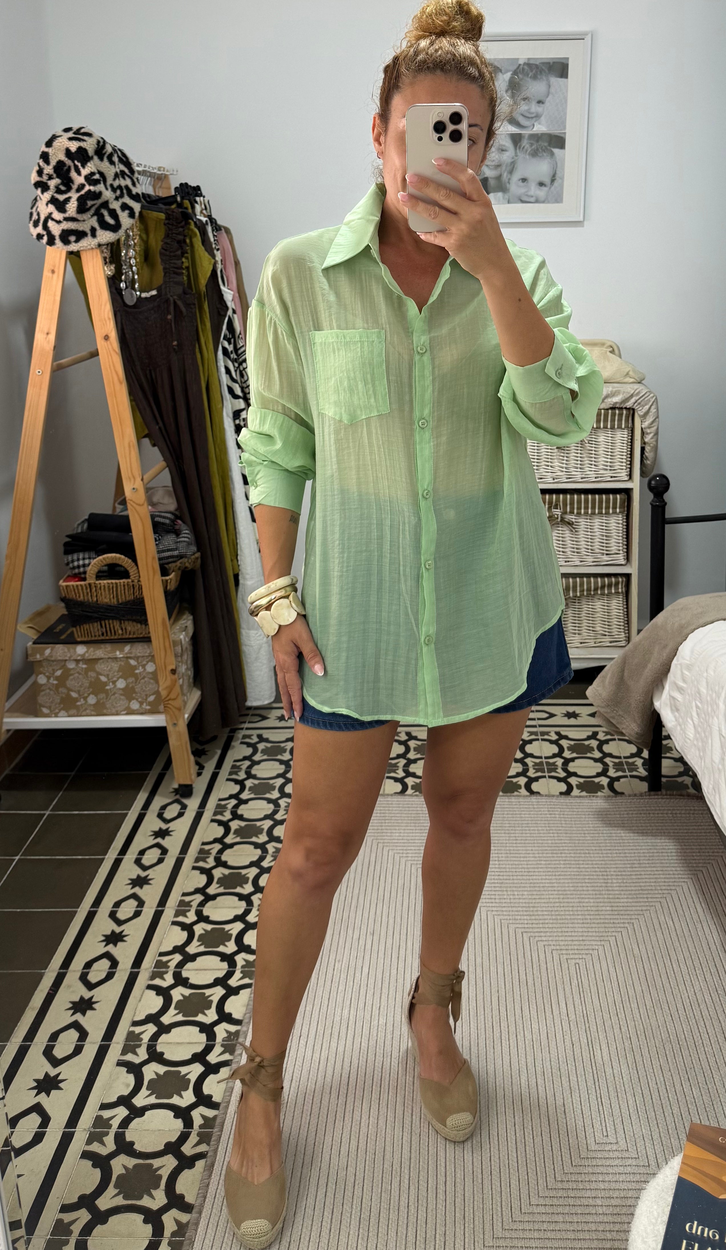 Camisa Miami — Rosa, Verde y Camel