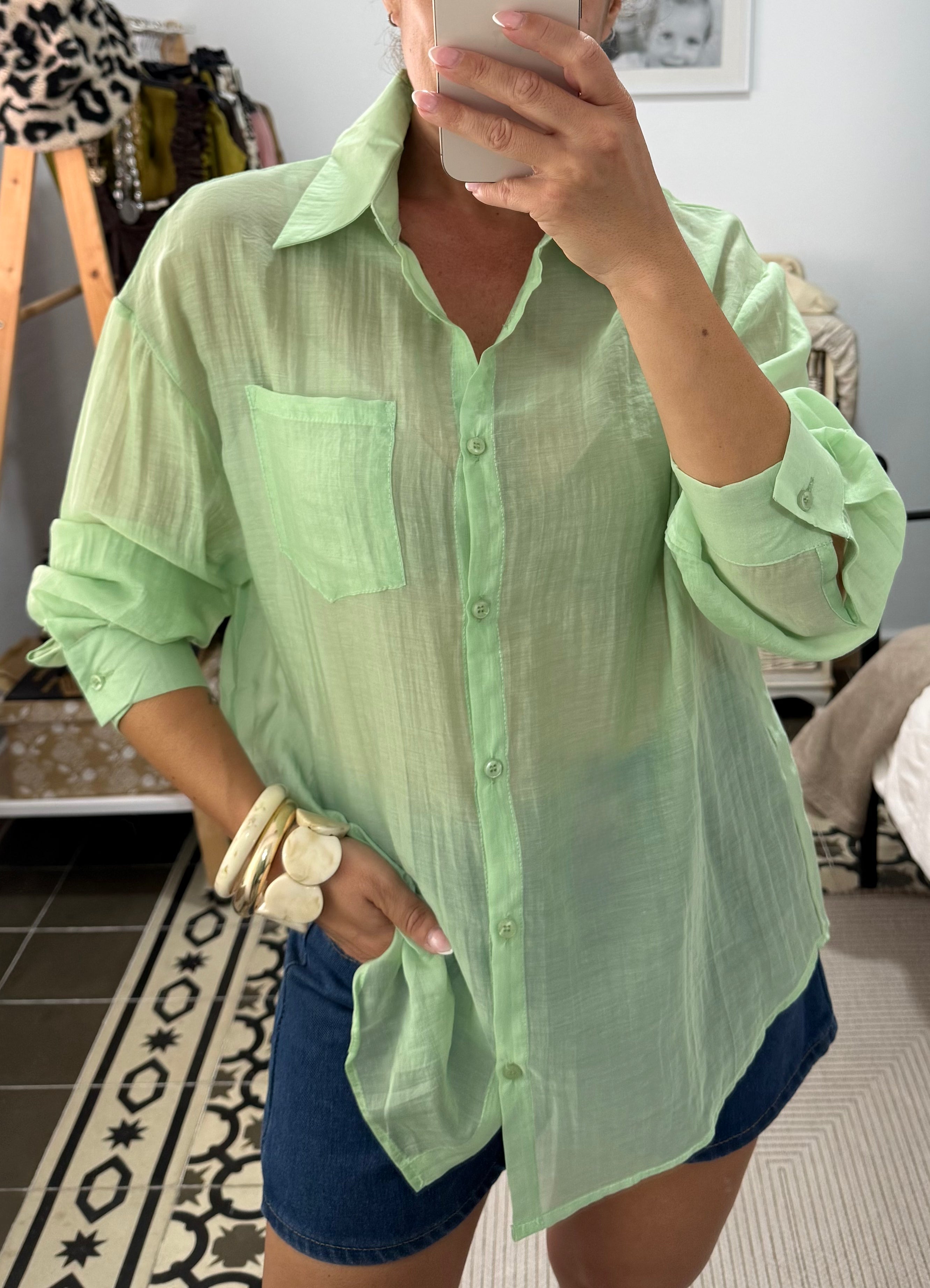 Camisa Miami — Rosa, Verde y Camel