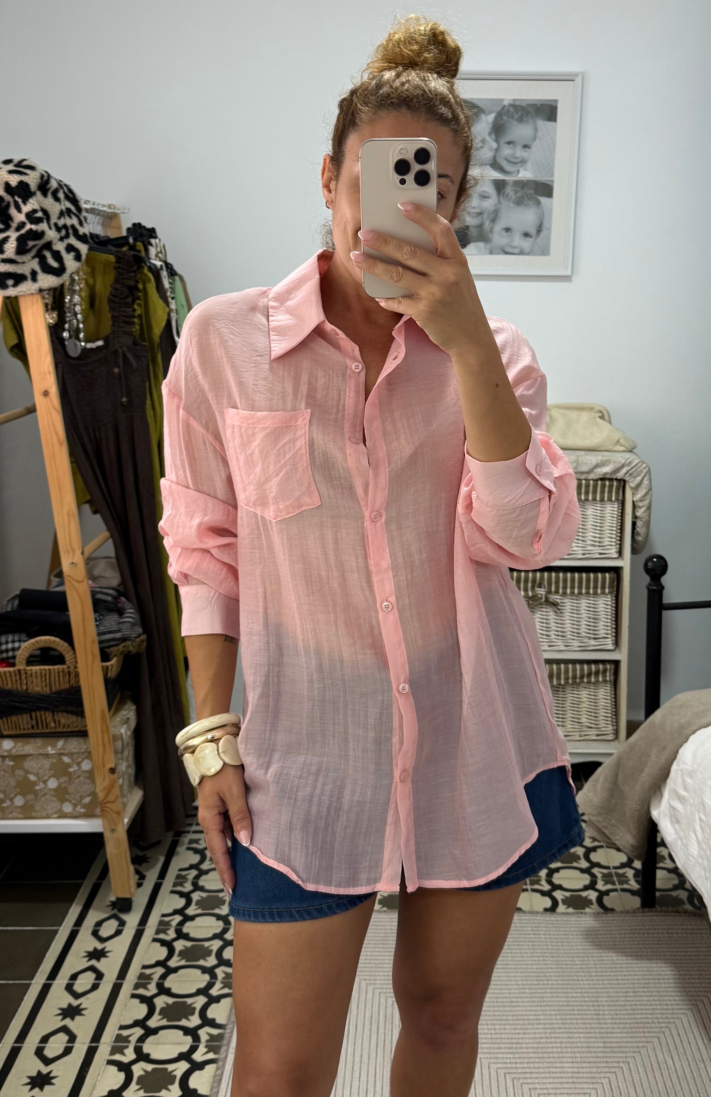 Camisa Miami — Rosa, Verde y Camel