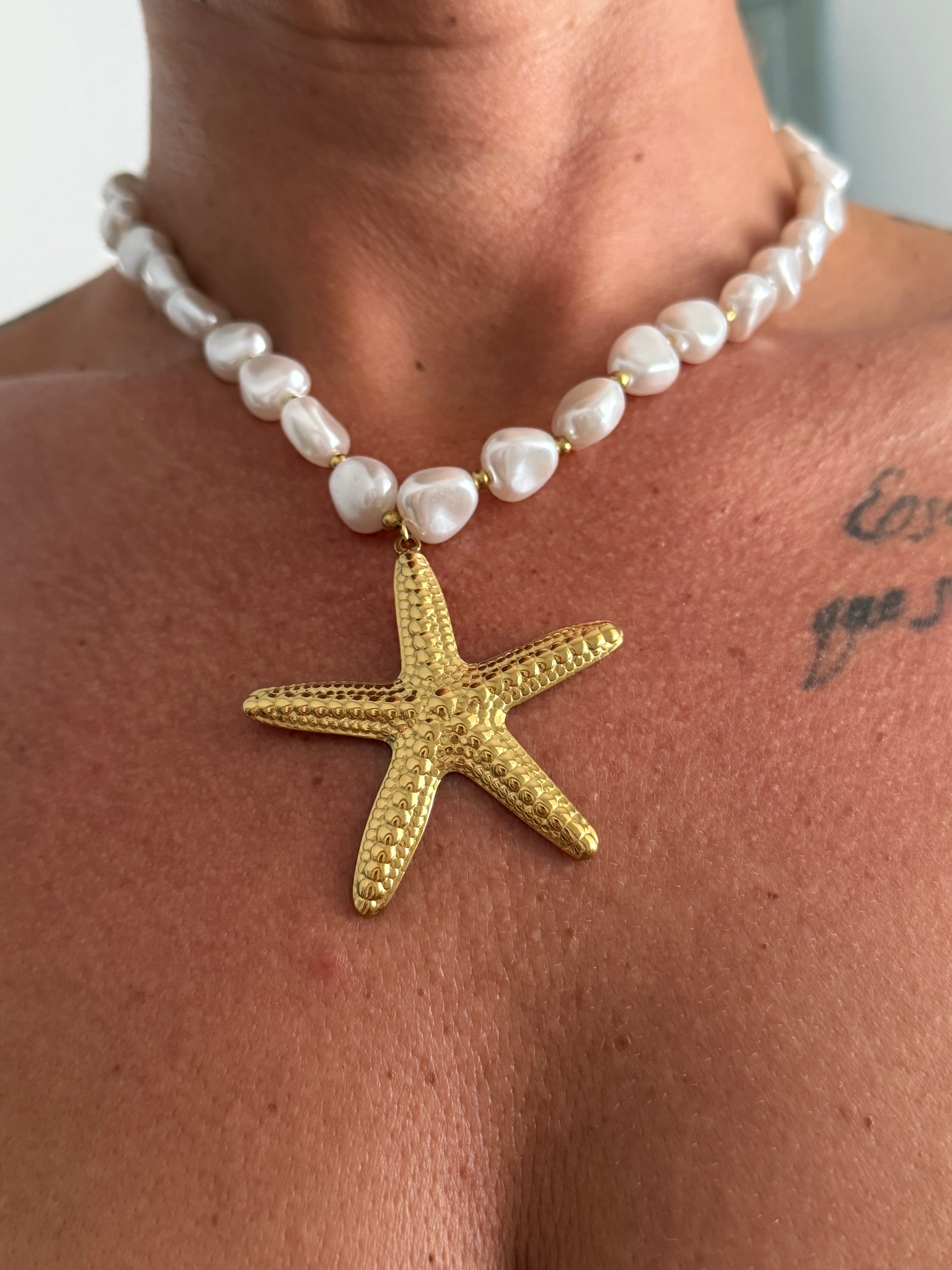 Collar Perlas Estrella — Dorado