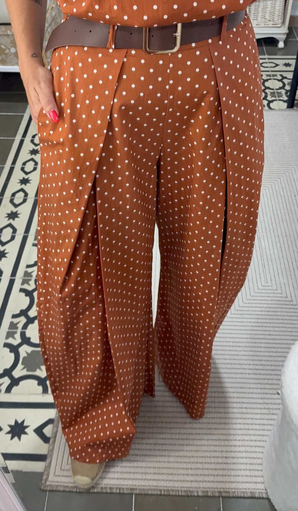 Pantalón Brisa con Cinturón — Teja