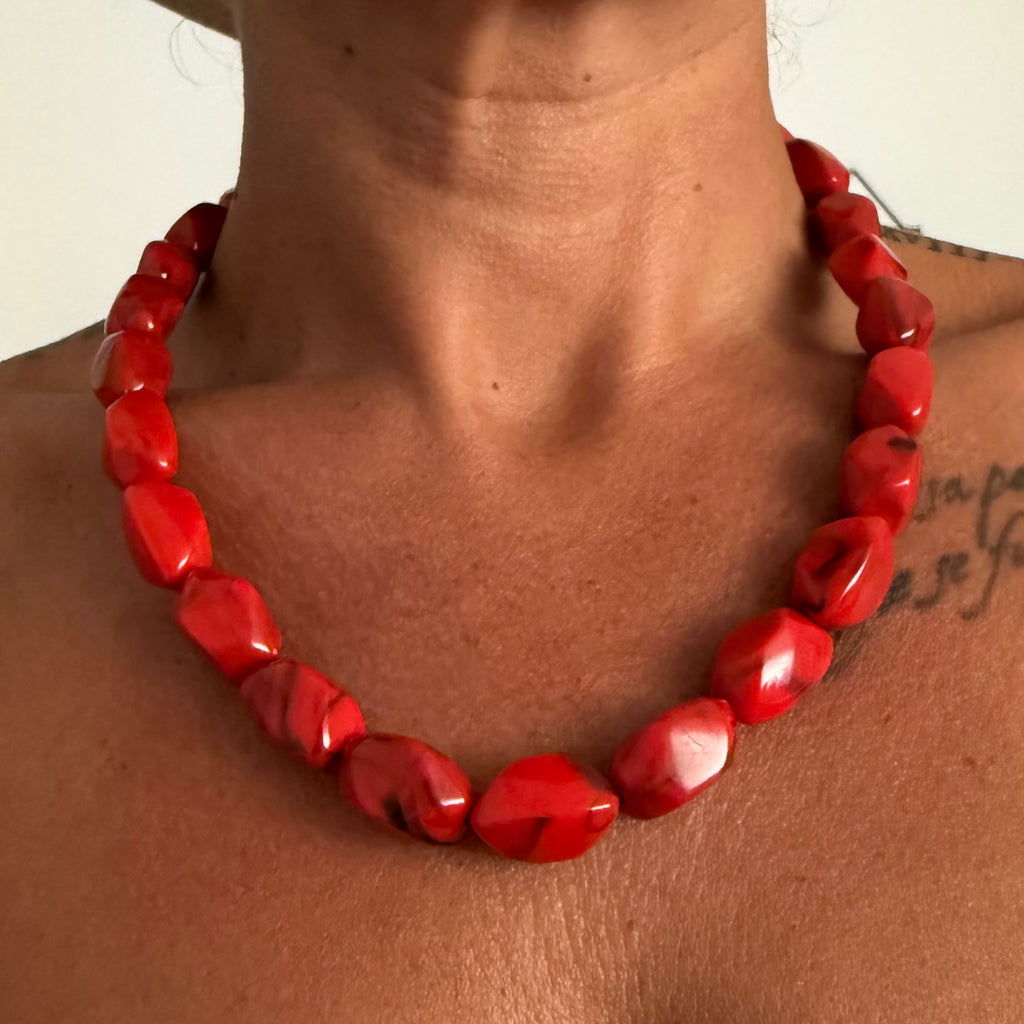 Colgante Piedra — Azul, Beige, Marrón, Rosa, Rojo y Verde