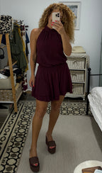 Vestido Gaia — Mostaza, Burdeos y Verde