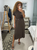 Vestido Basilea con Cinturón — Marrón