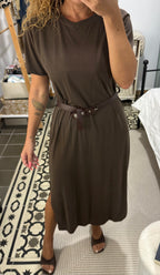 Vestido Basilea con Cinturón — Marrón