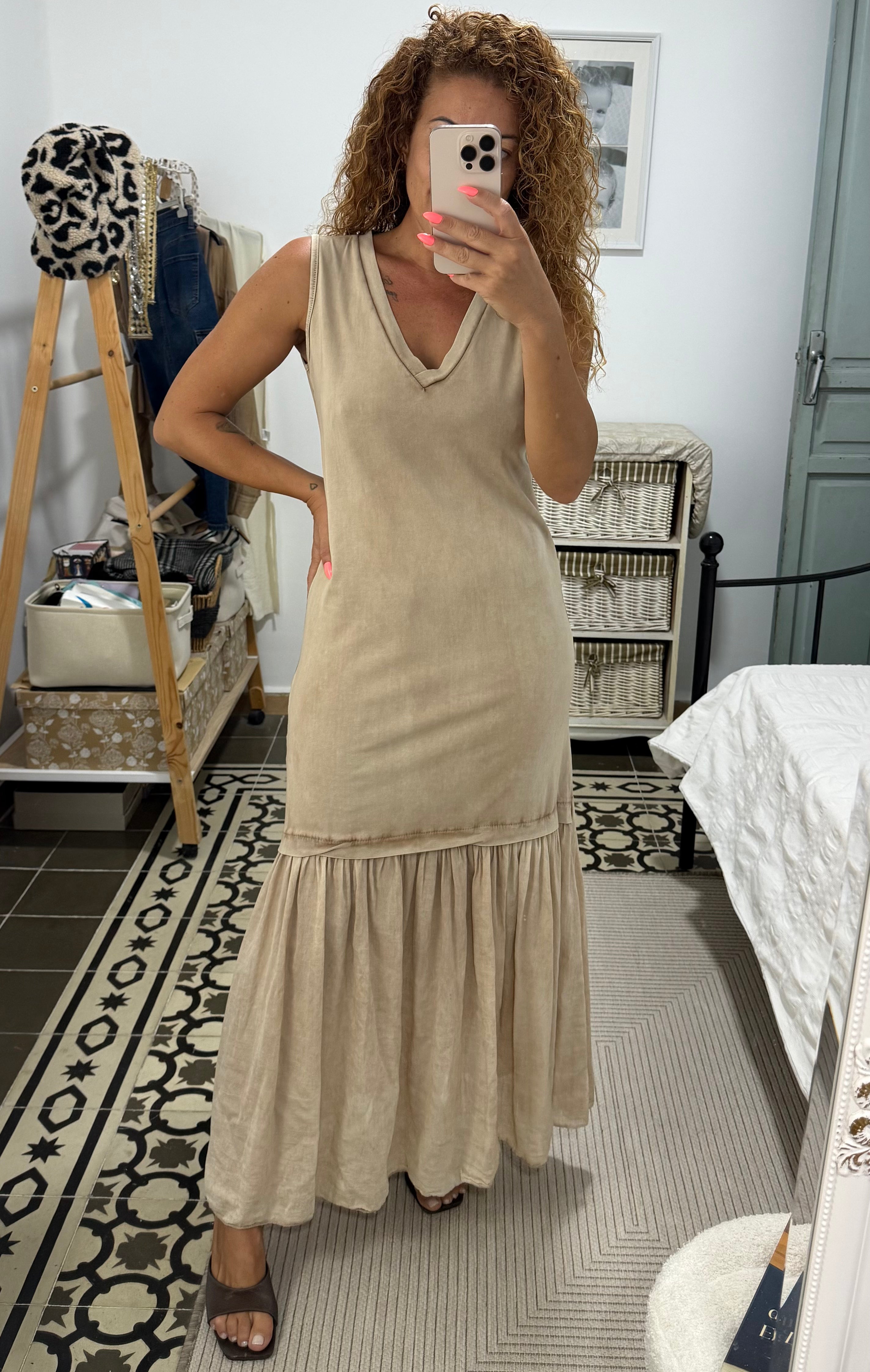Vestido Ronda — Marrón y Beige
