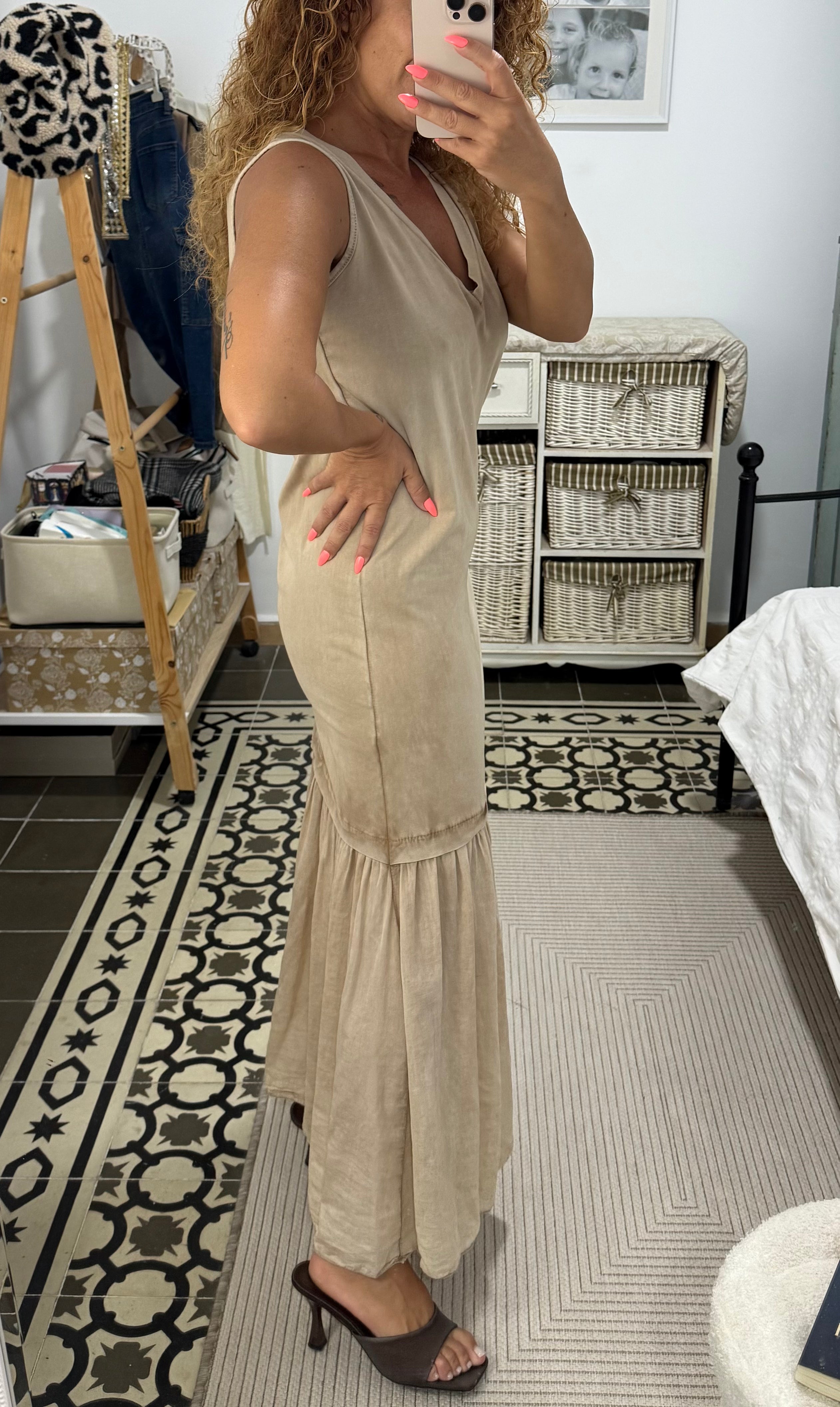 Vestido Ronda — Marrón y Beige