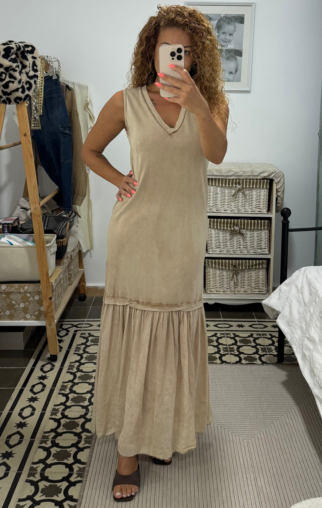 Vestido Ronda — Marrón y Beige