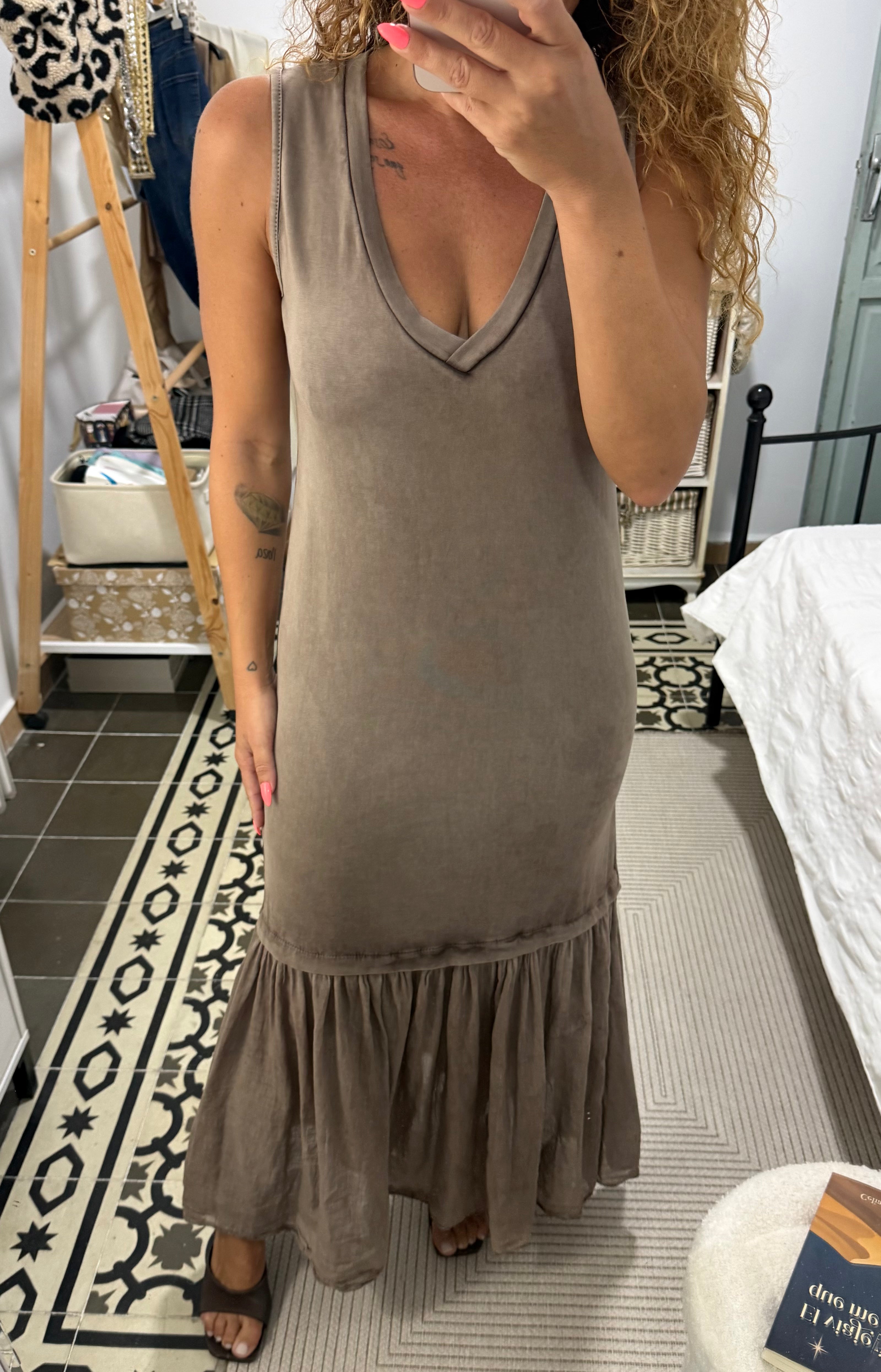 Vestido Ronda — Marrón y Beige