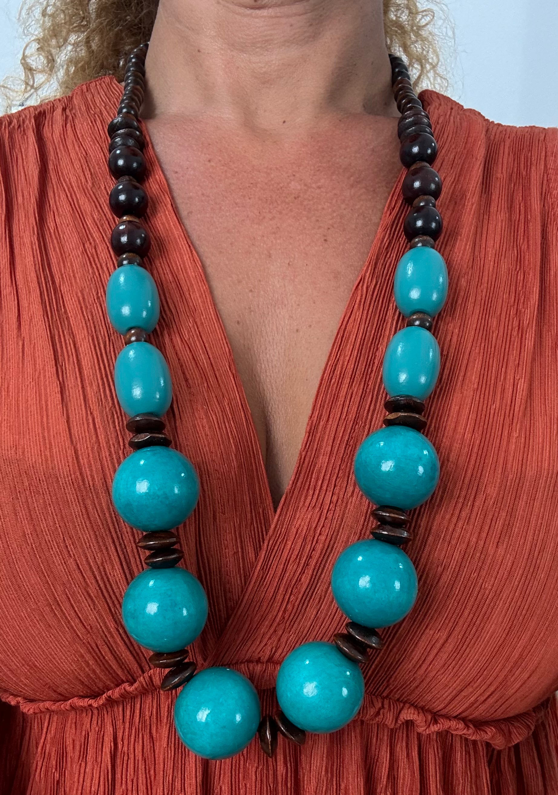 Collar Kenia — Turquesa y Naranja