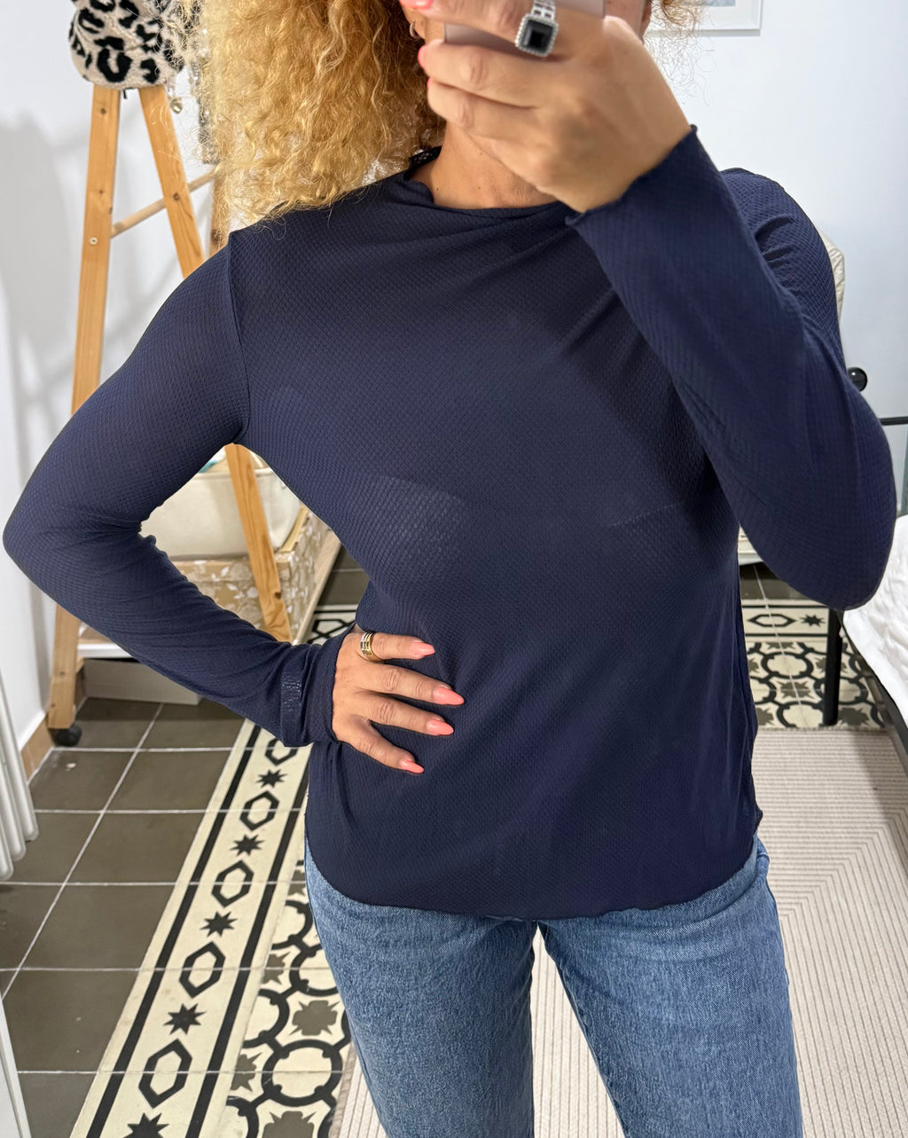 Camiseta Nela Manga Larga — Verde / Marino / Beige / Berenjena