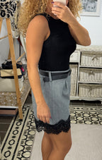 Top Gisela Canalé Desmangado — Negro y Beige