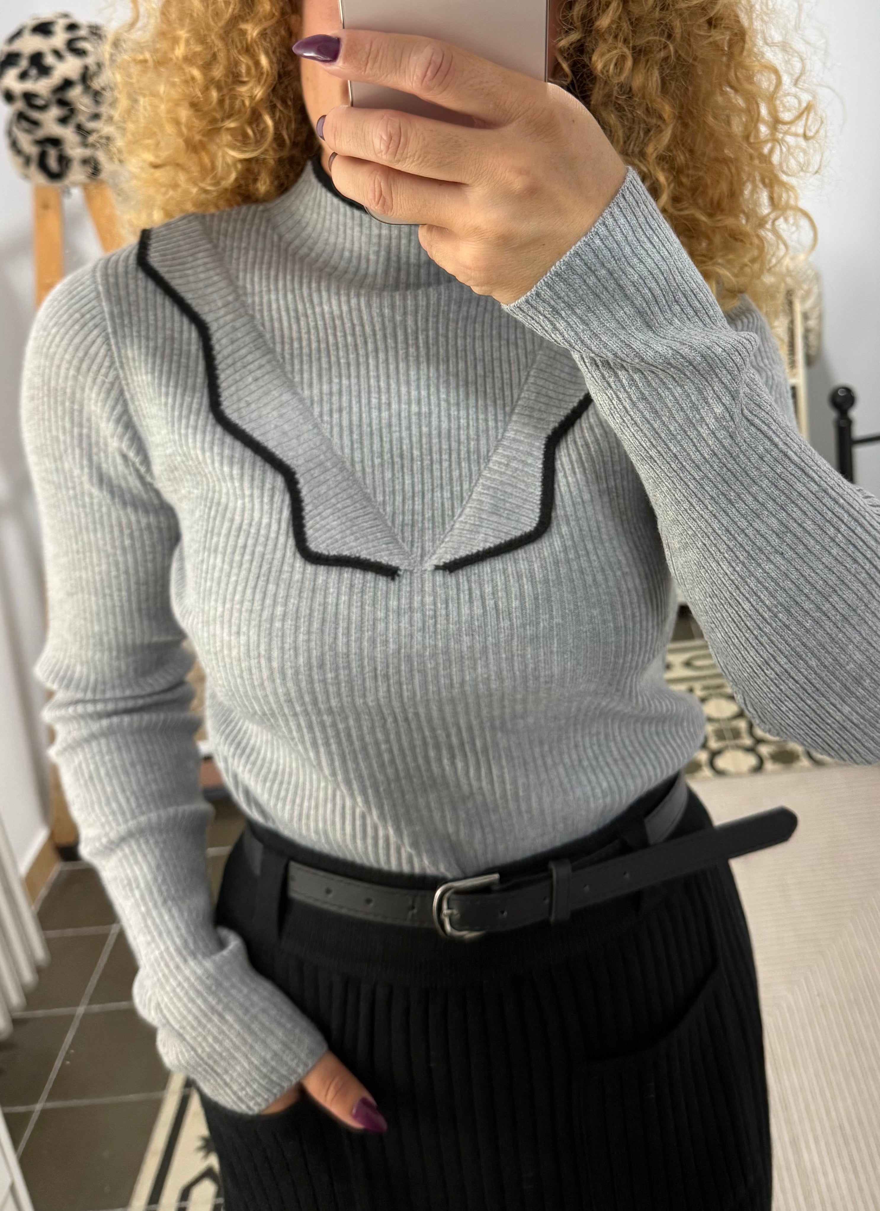 Jersey Doll Canalé — Marrón, Beige, Gris, Negro, Topo y Blanco