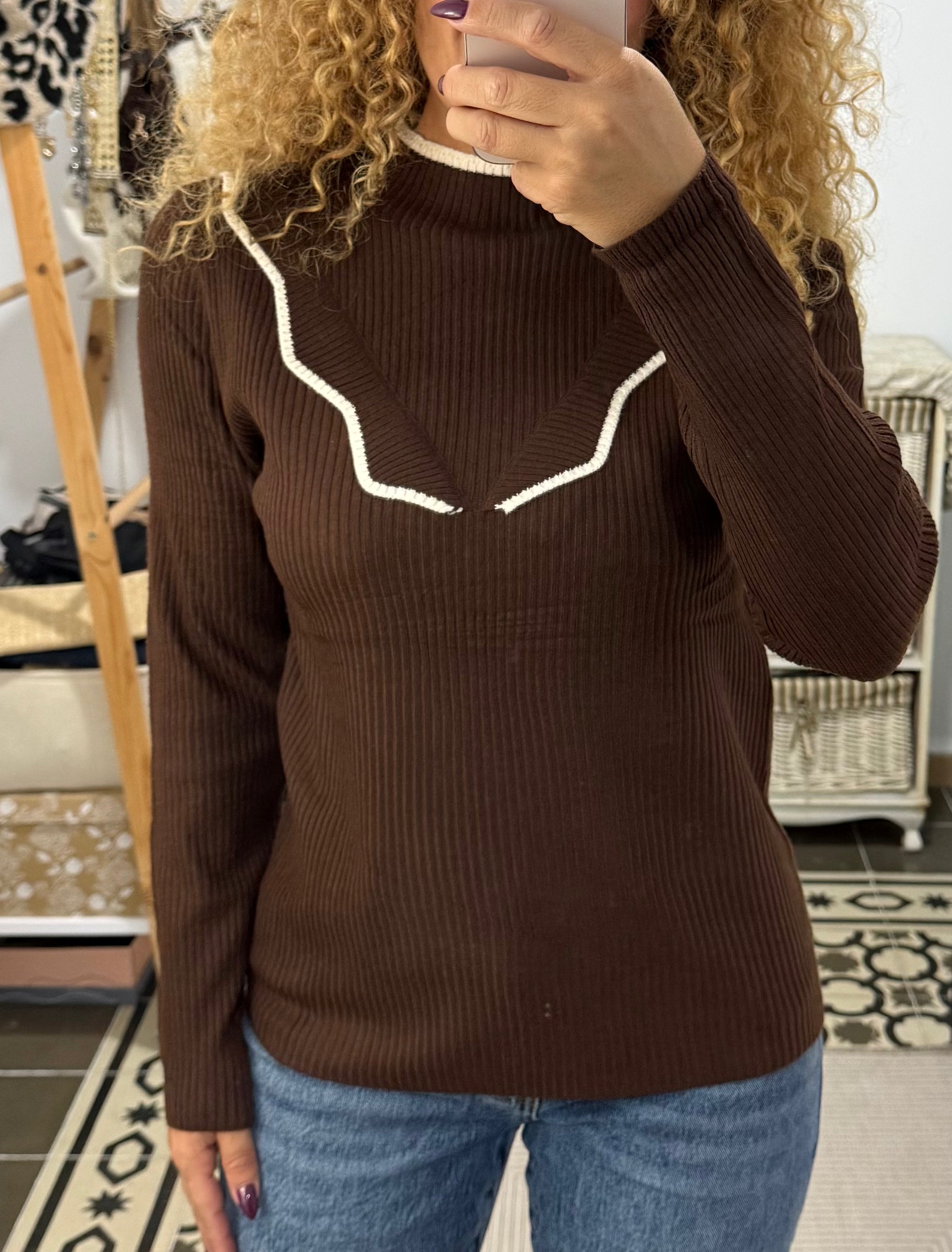 Jersey Doll Canalé — Marrón, Beige, Gris, Negro, Topo y Blanco