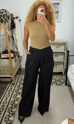 Top Gisela Canalé Desmangado — Negro y Beige