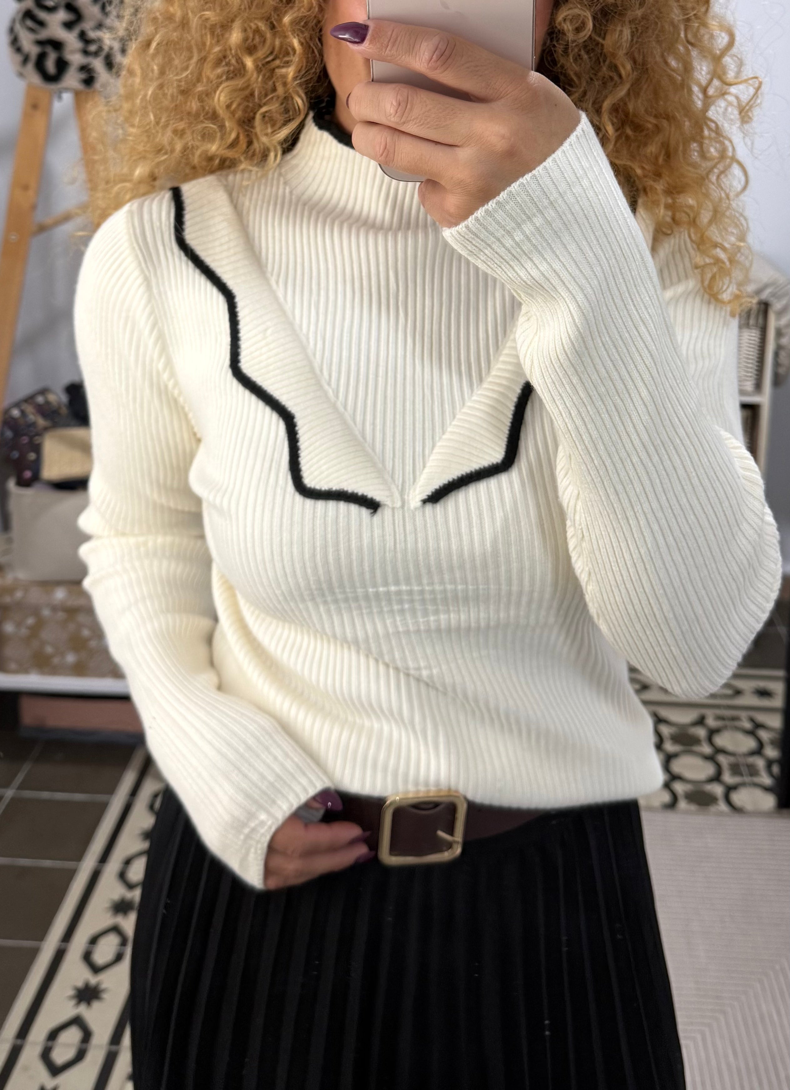Jersey Doll Canalé — Marrón, Beige, Gris, Negro, Topo y Blanco