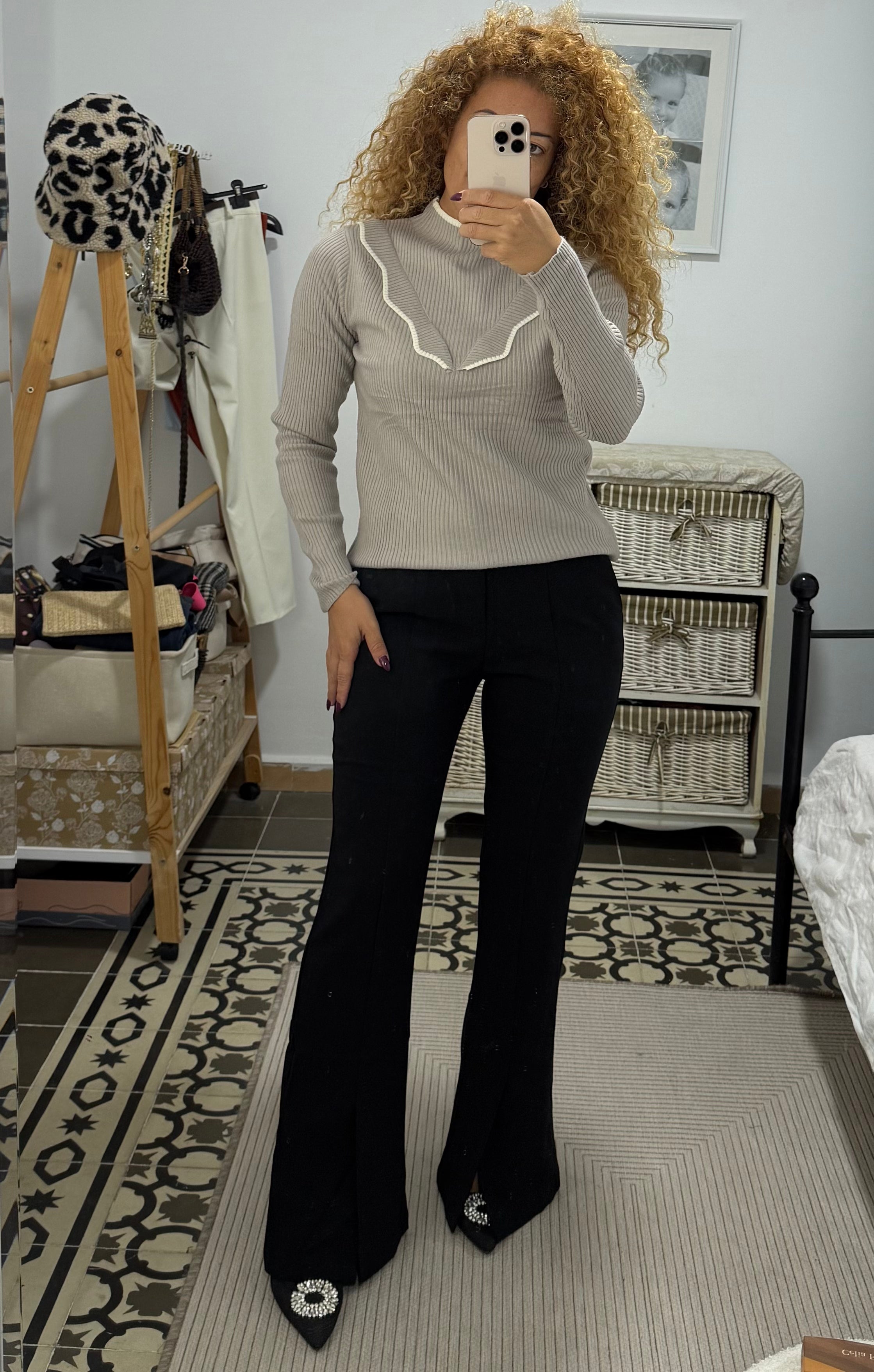 Jersey Doll Canalé — Marrón, Beige, Gris, Negro, Topo y Blanco