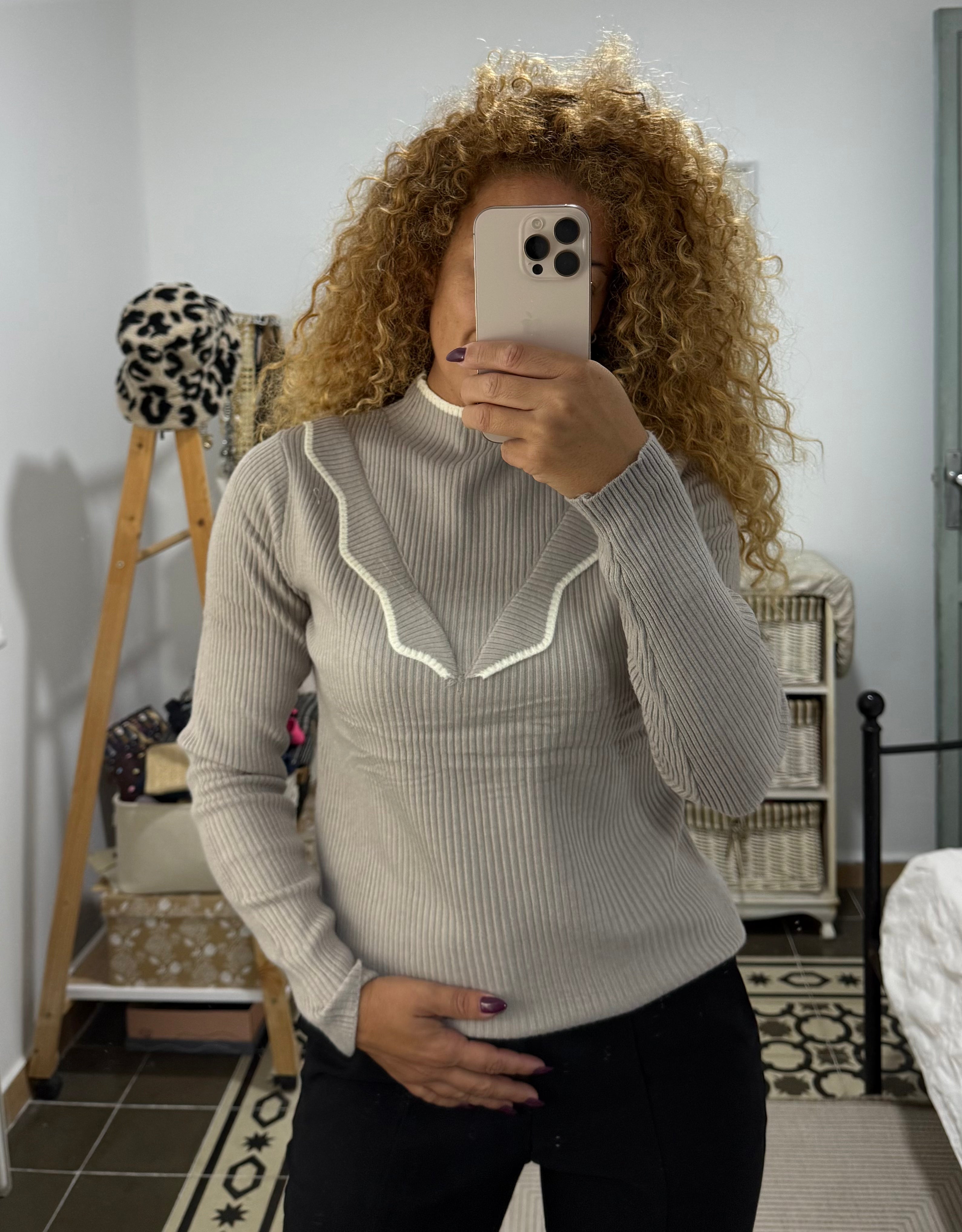 Jersey Doll Canalé — Marrón, Beige, Gris, Negro, Topo y Blanco