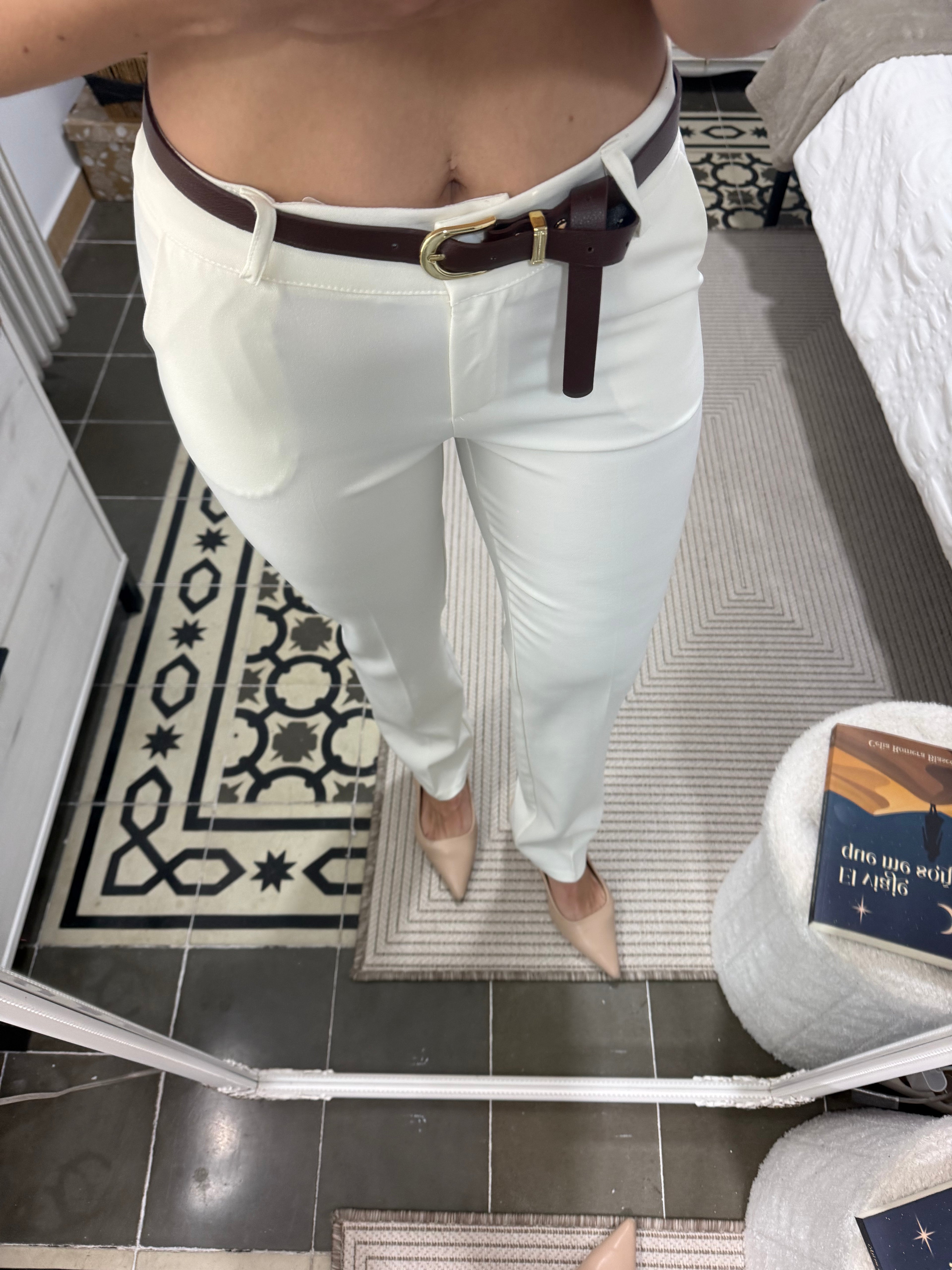 Pantalón Nicoleta con Cinturón - Blanco